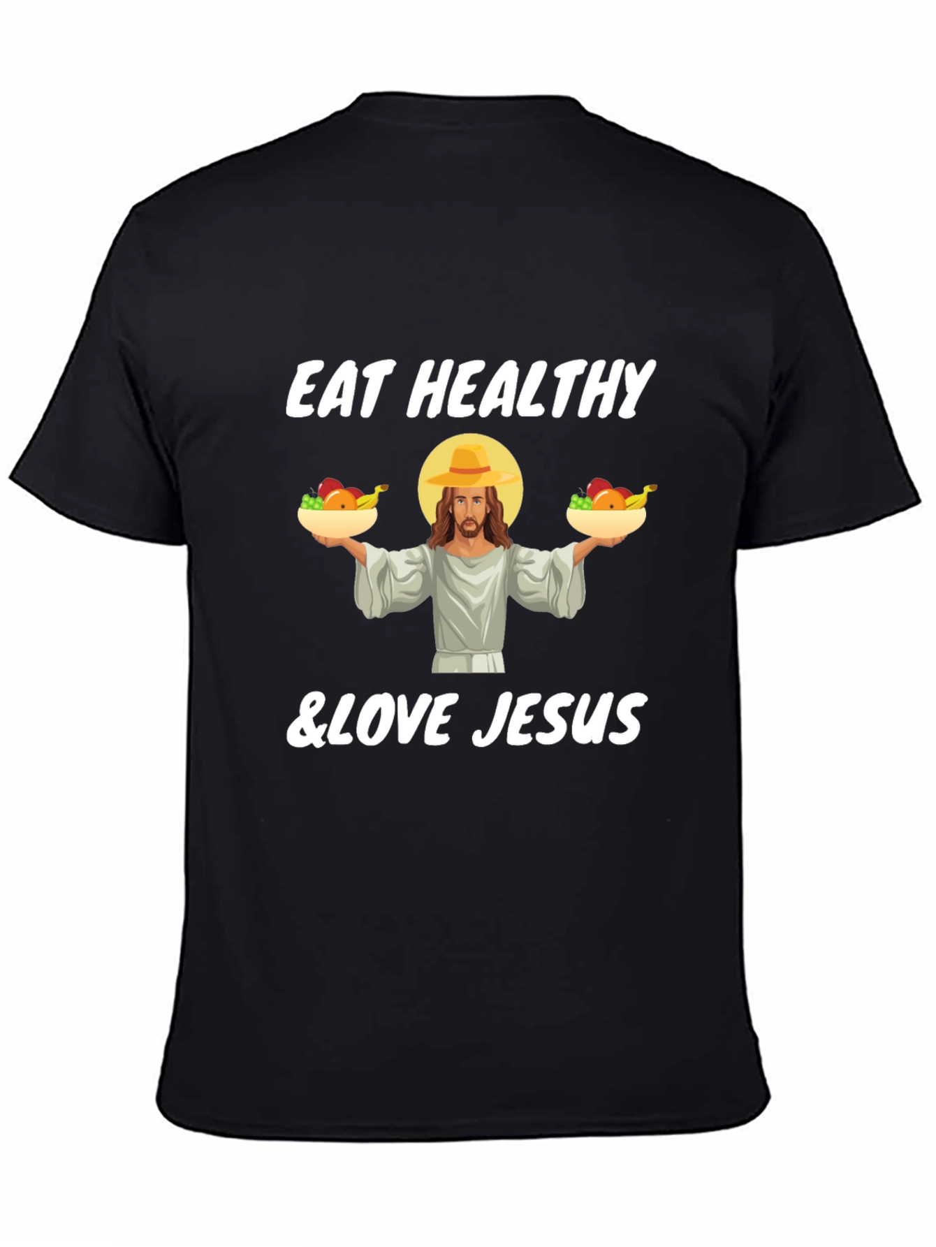 Eat Healthy & Love Jesus Black T-Shirt