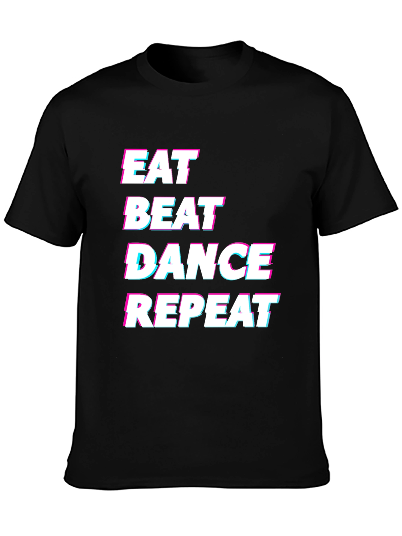 Eat Beat Dance Repeat Black Graphic T-Shirt