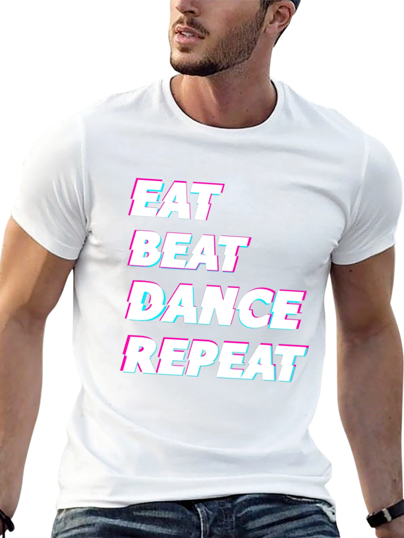 Eat Beat Dance Repeat Black Graphic T-Shirt
