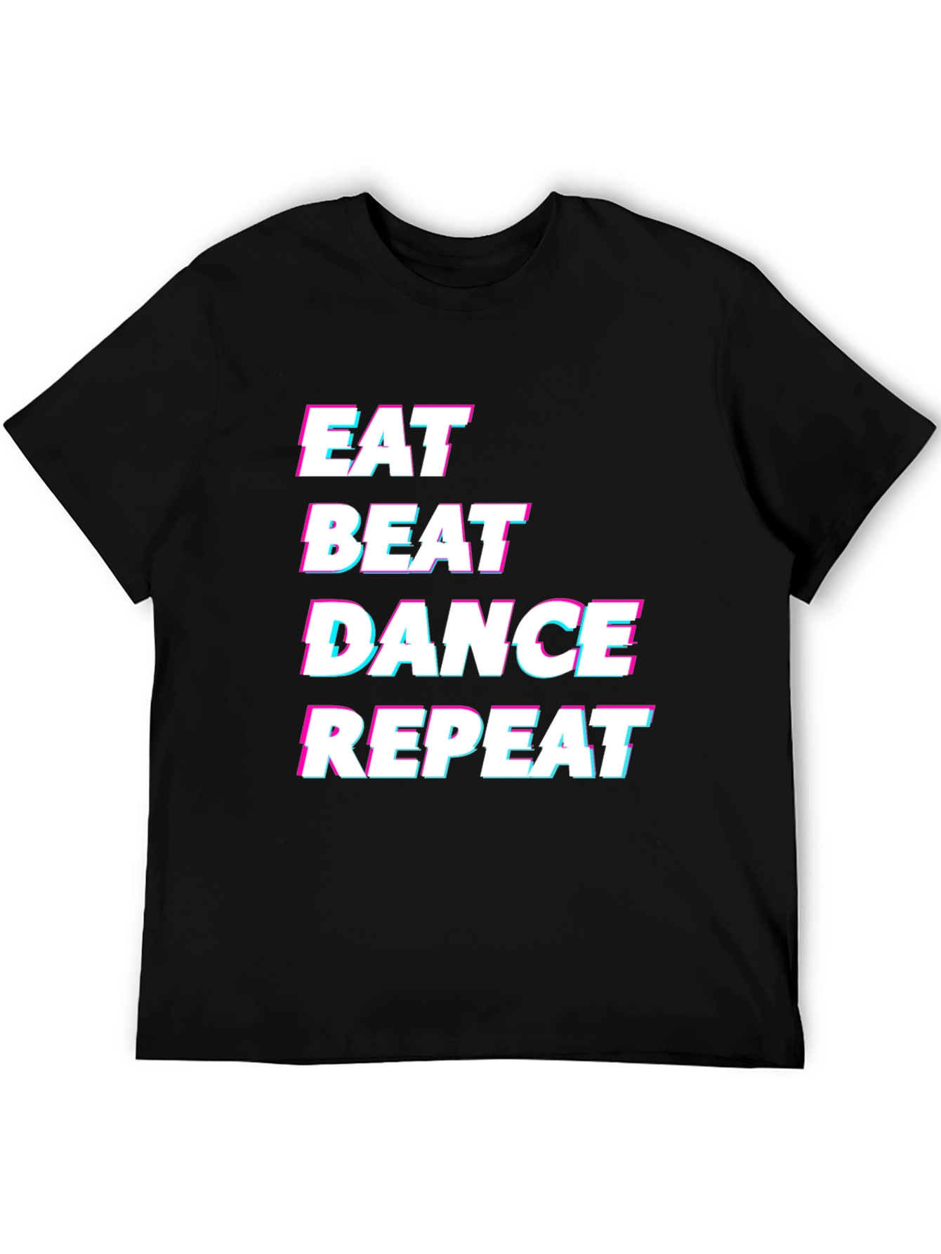 Eat Beat Dance Repeat Black Graphic T-Shirt