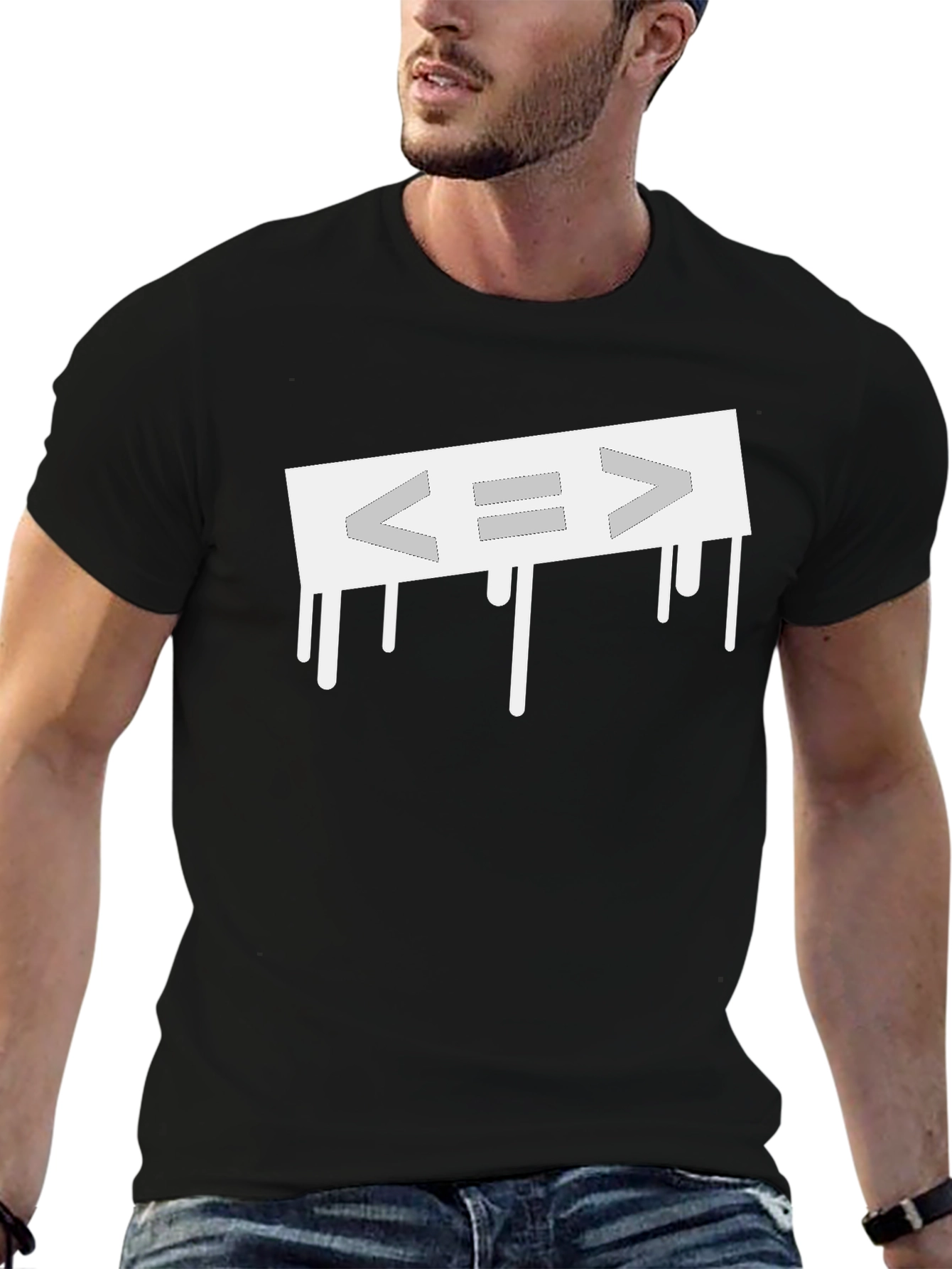 Dripping Equals Sign T-Shirt - Black Cotton Blend