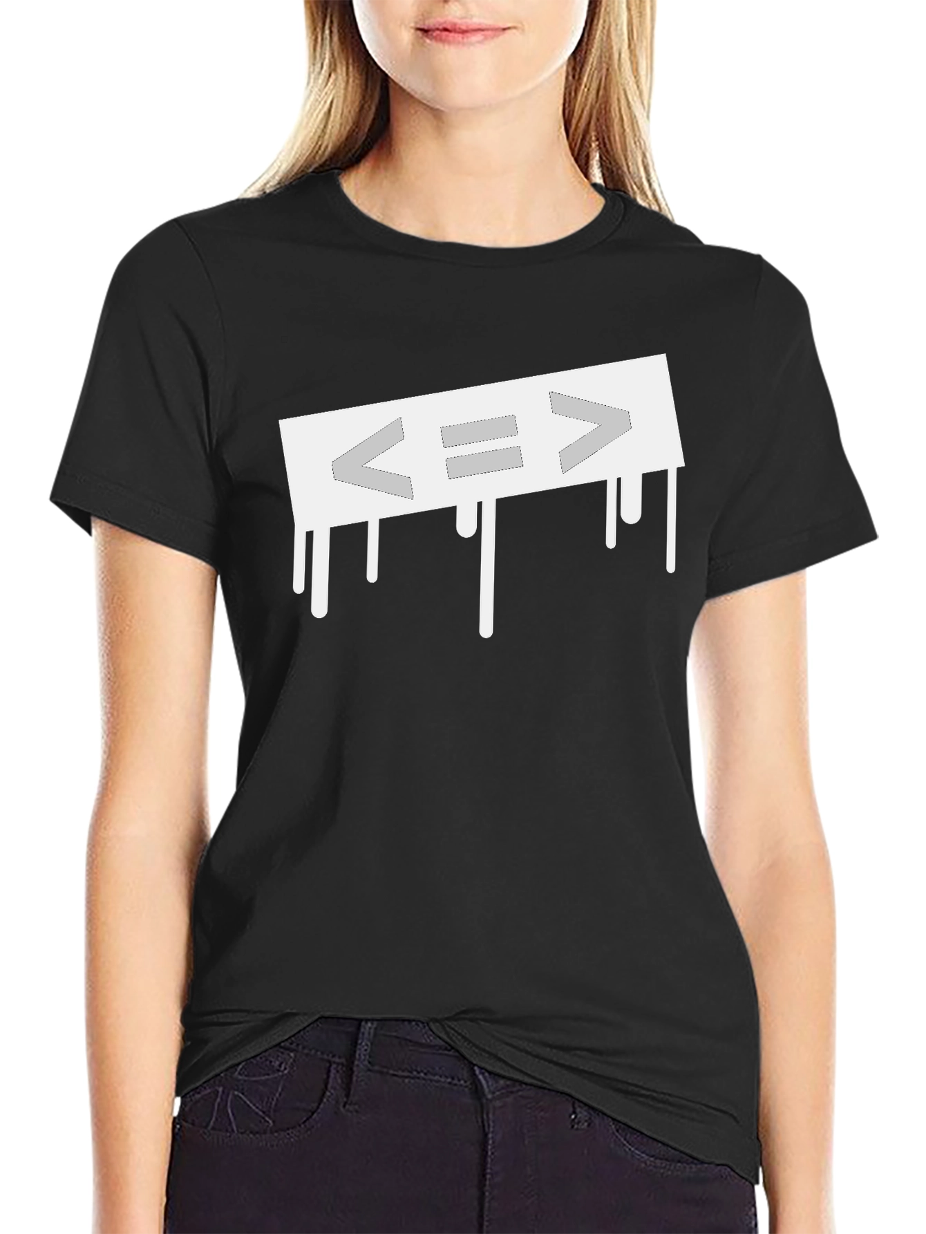 Dripping Equals Sign T-Shirt - Black Cotton Blend