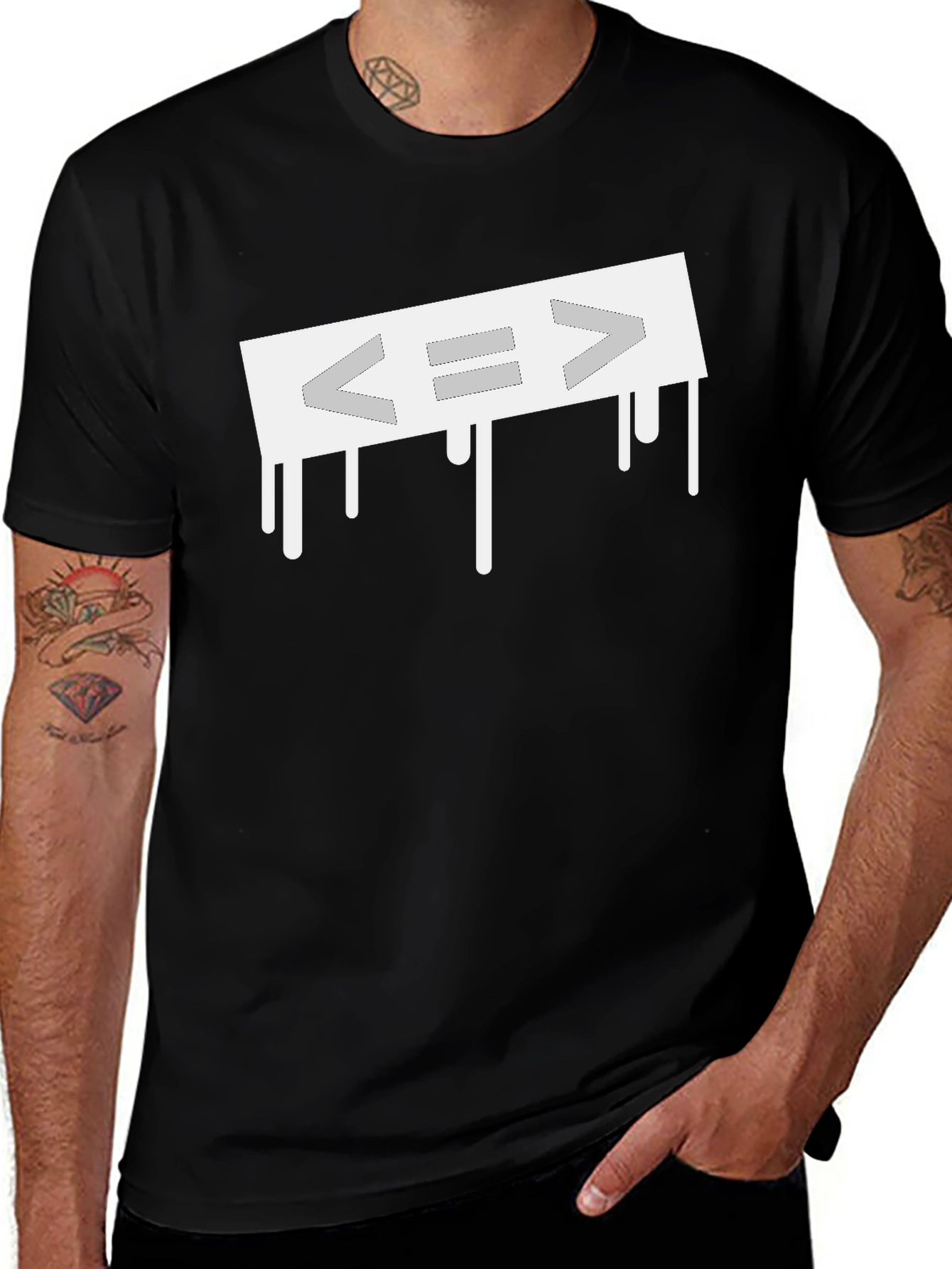 Dripping Equals Sign T-Shirt - Black Cotton Blend