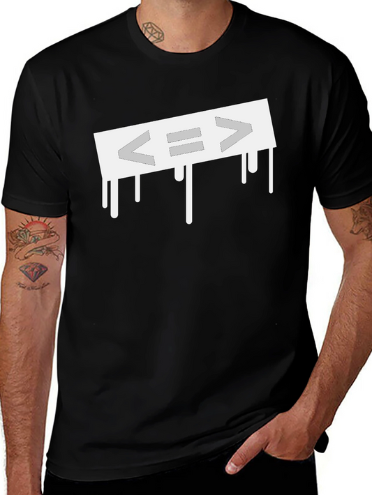 Dripping Equals Sign T-Shirt - Black Cotton Blend