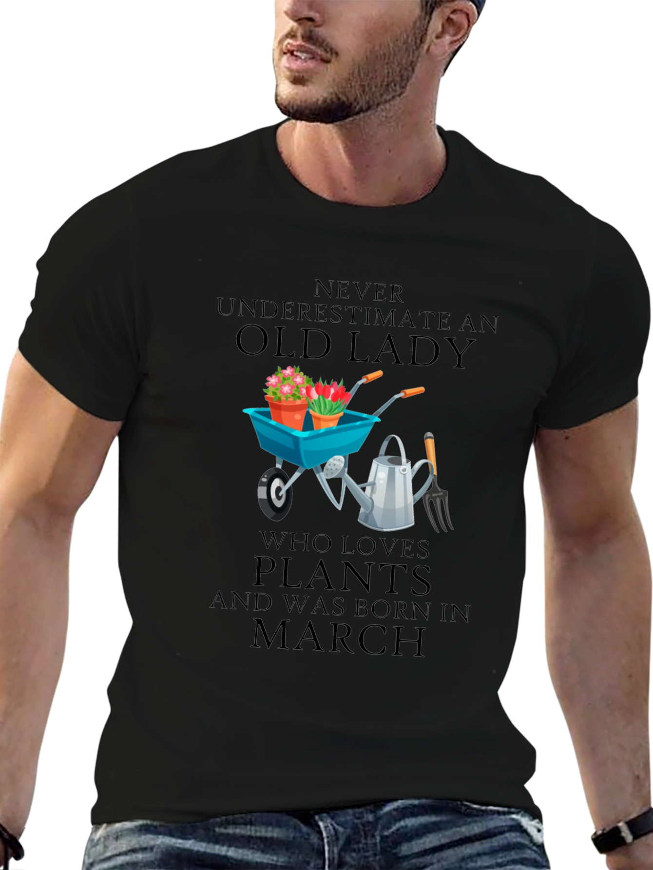 Old Lady Who Loves Plants - March Birthday T-Shirt