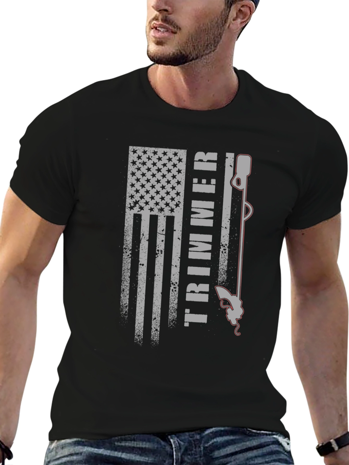 American Flag Trimmer Graphic Tee - Patriotic