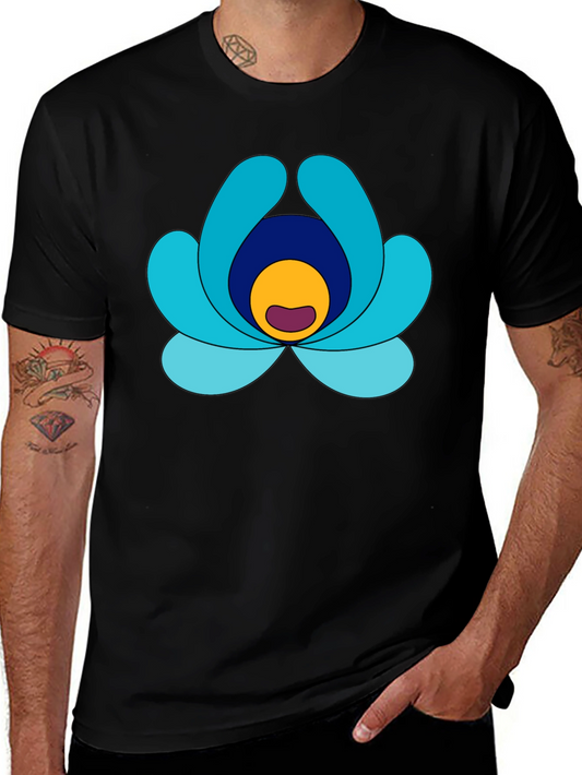 Abstract Flower Graphic Print Black Tee