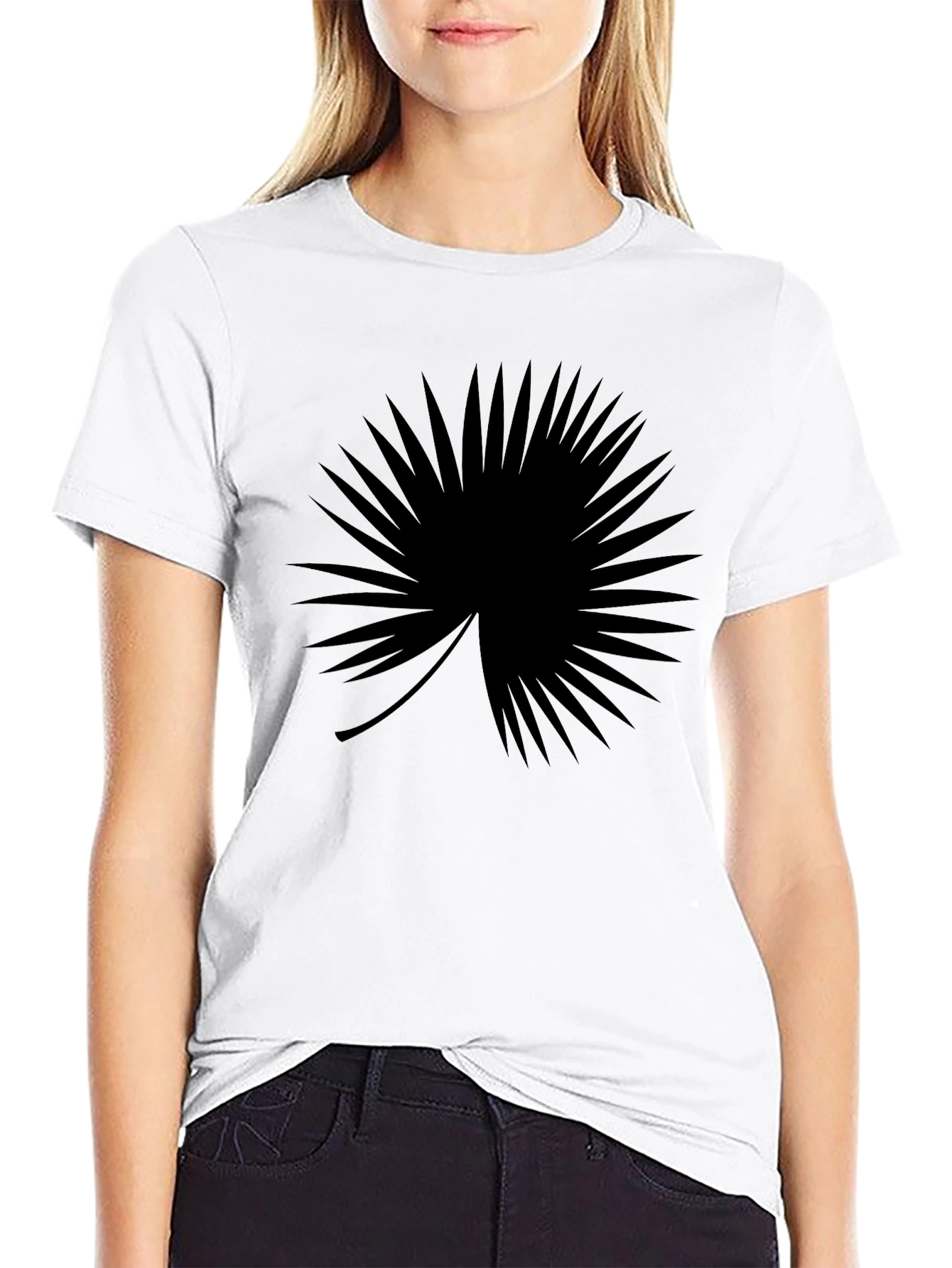 Tropical Palm Leaf Graphic T-Shirt - Black