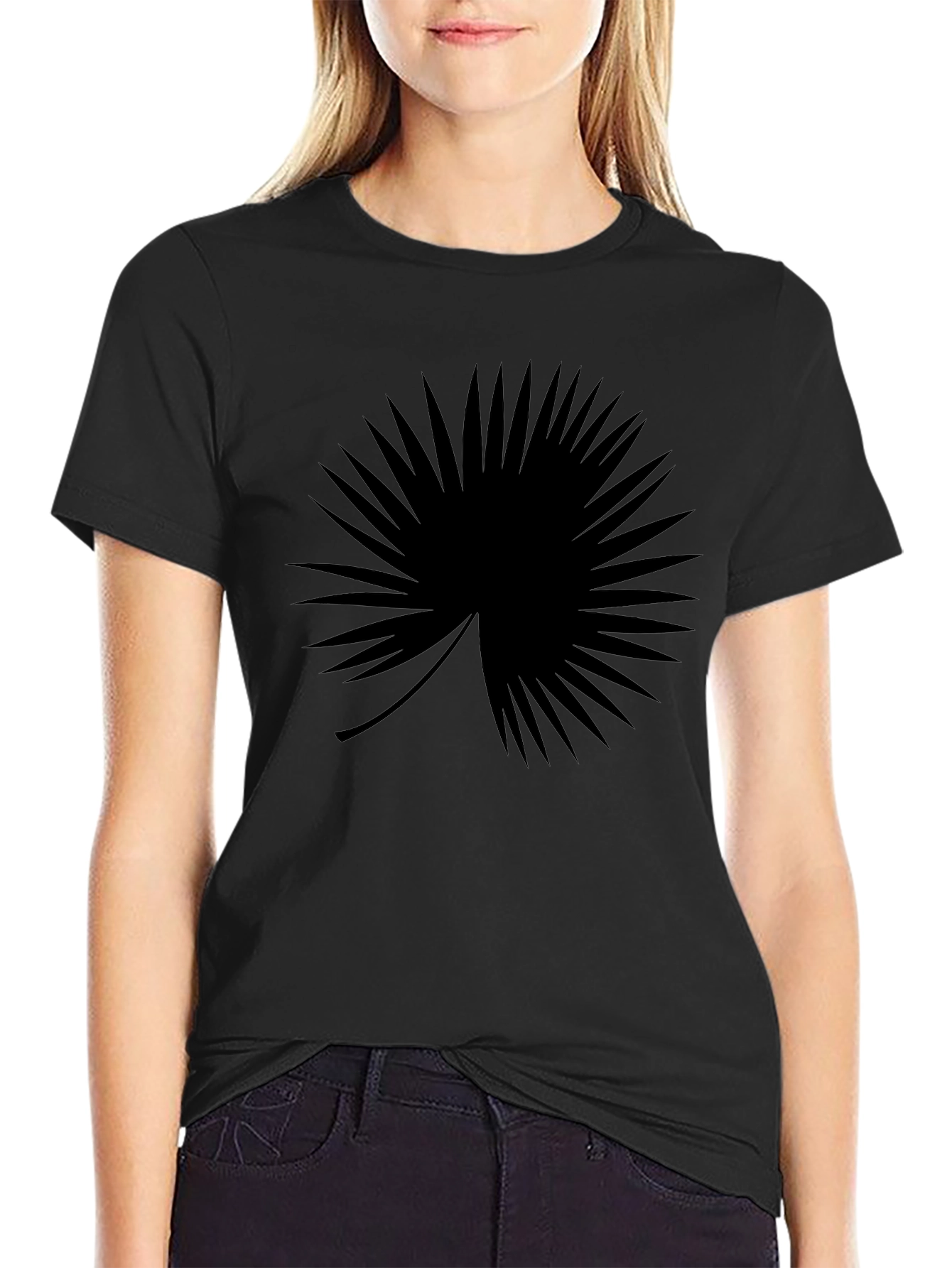 Tropical Palm Leaf Graphic T-Shirt - Black
