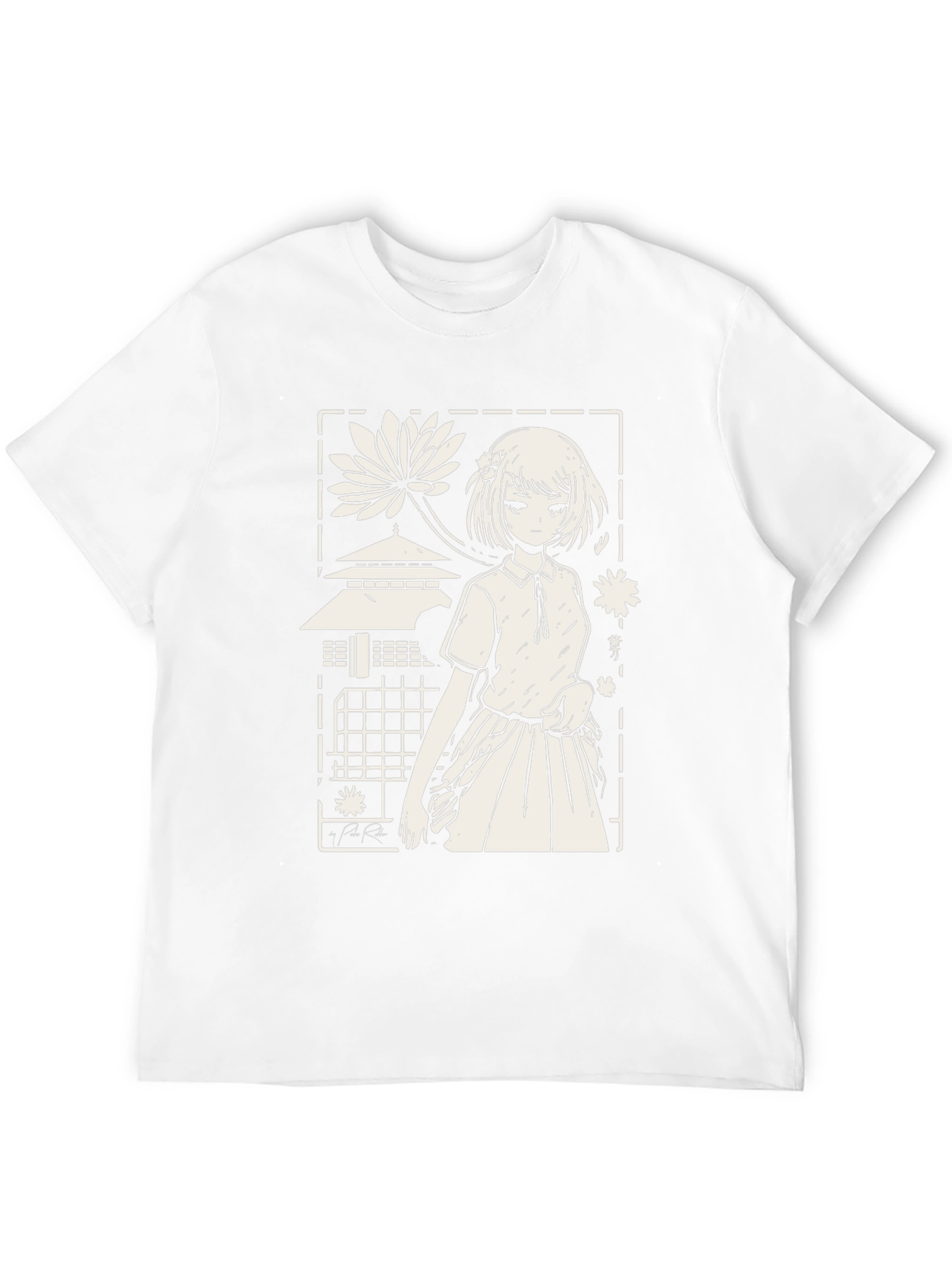 Anime Girl Graphic Tee - Black Cotton T-Shirt