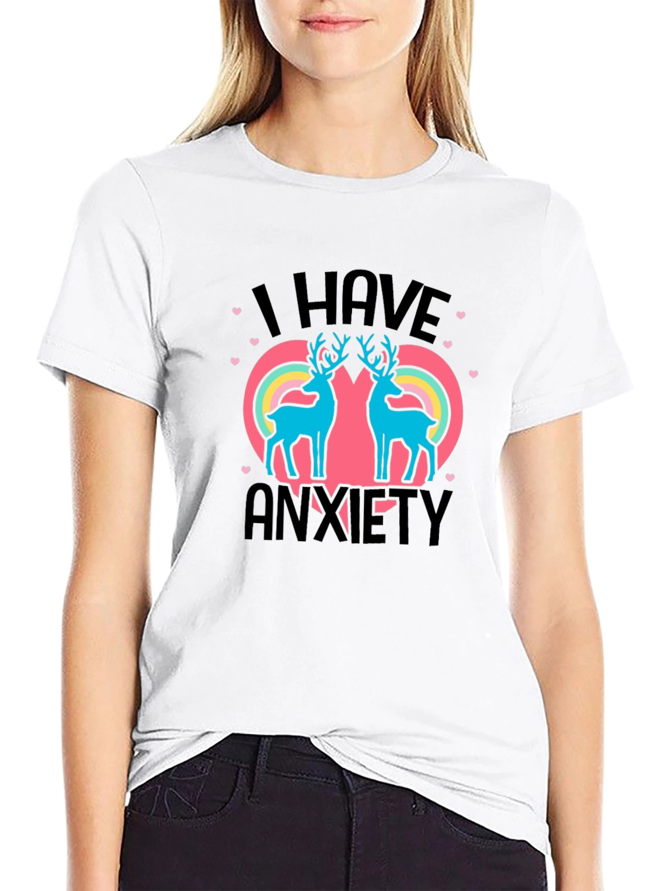 I Have Anxiety Deer Rainbow Graphic Tee
