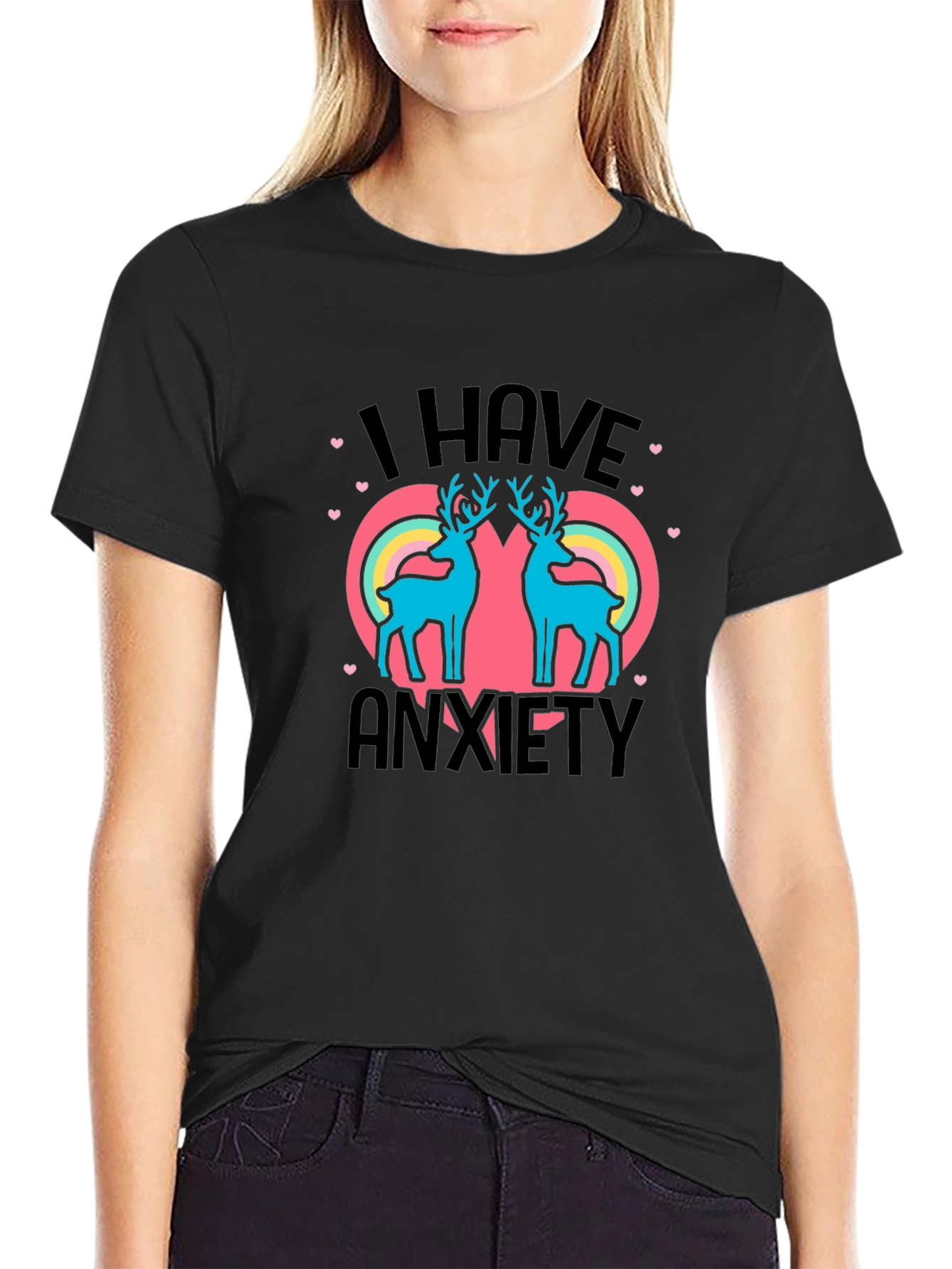 I Have Anxiety Deer Rainbow Graphic Tee