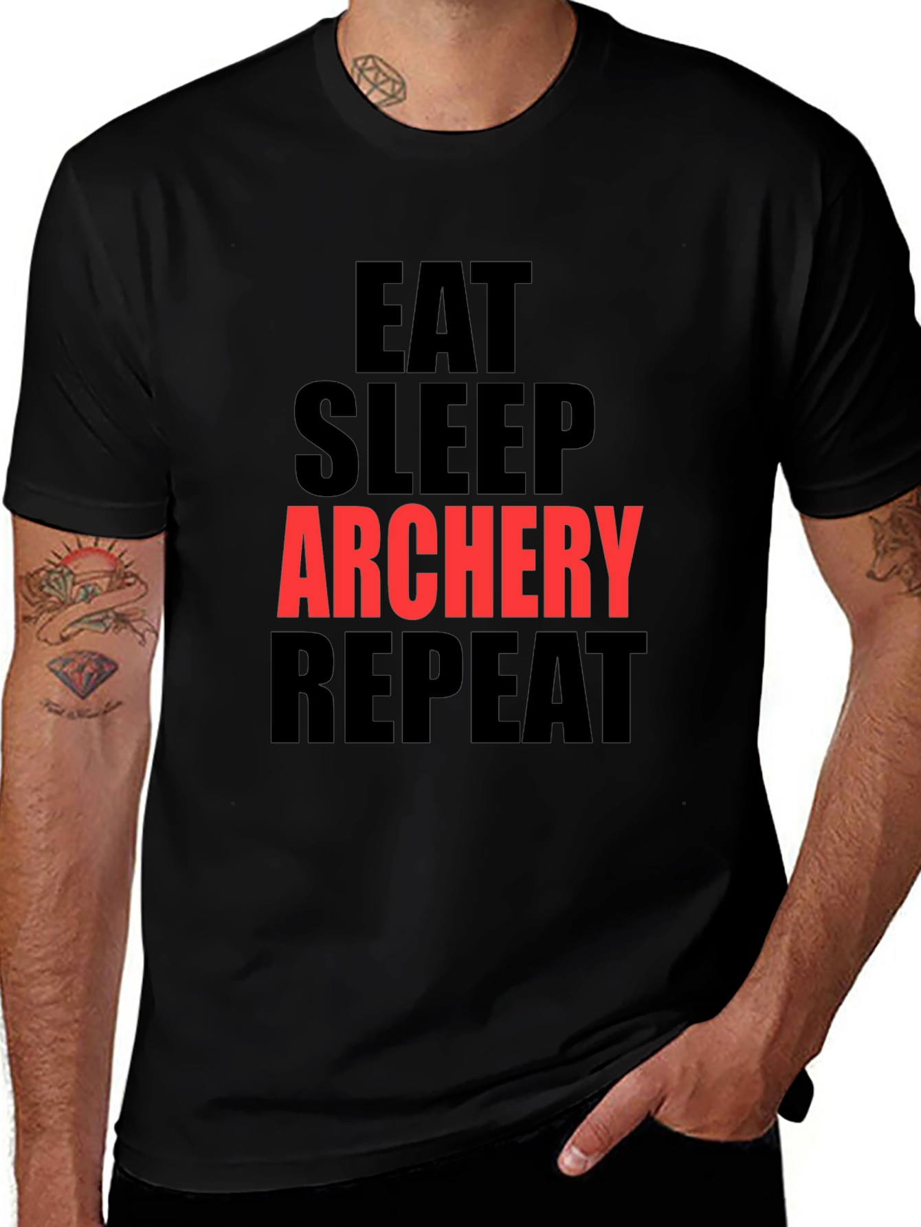 Eat Sleep Archery Repeat Black T-Shirt