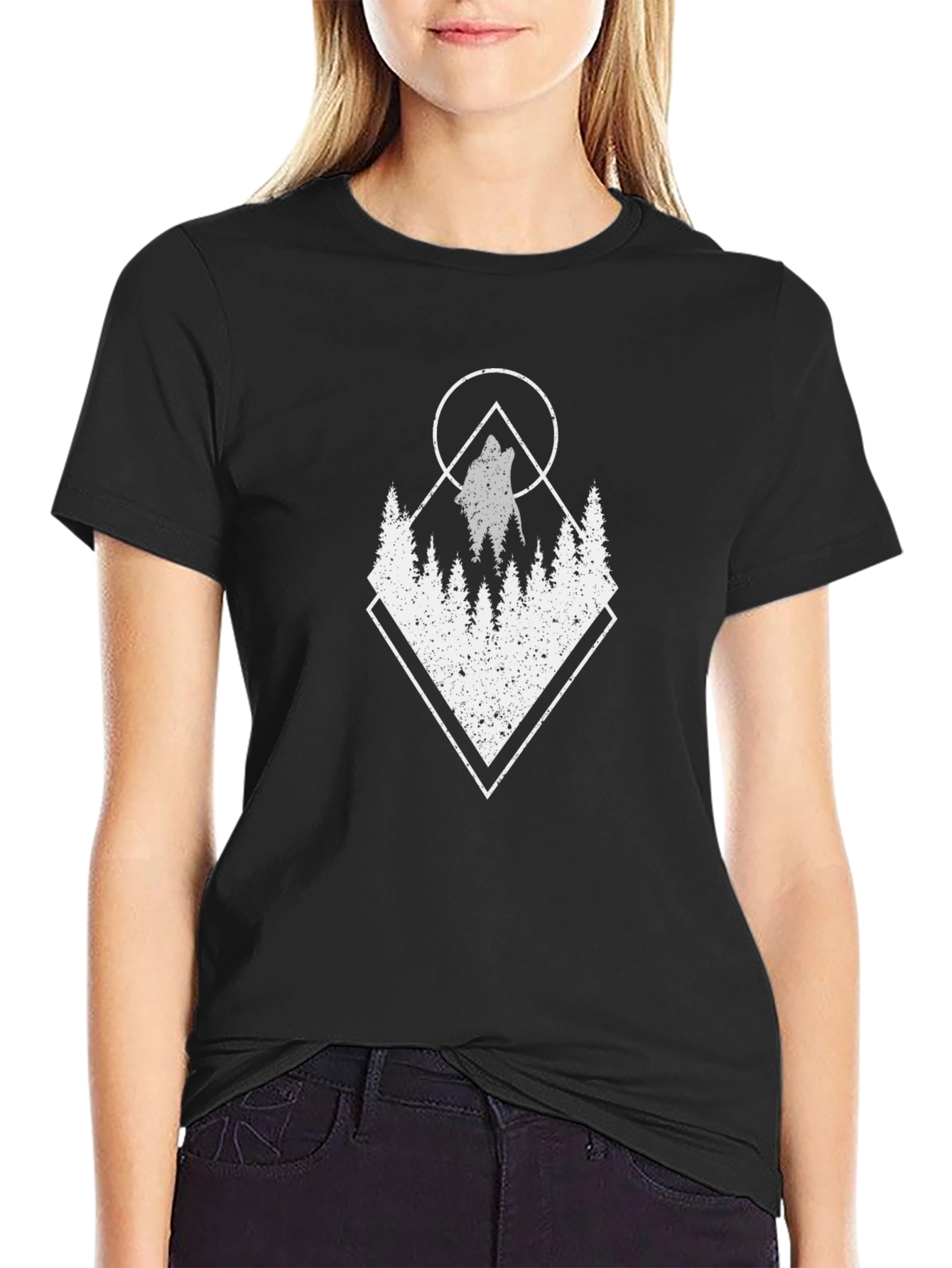 Geometric Wolf Graphic T-Shirt