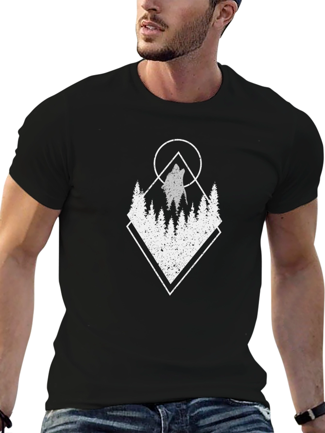 Geometric Wolf Graphic T-Shirt