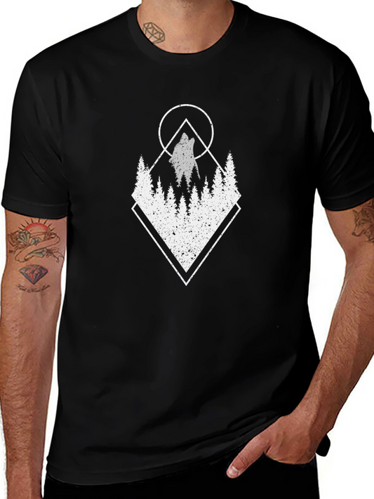Geometric Wolf Graphic T-Shirt