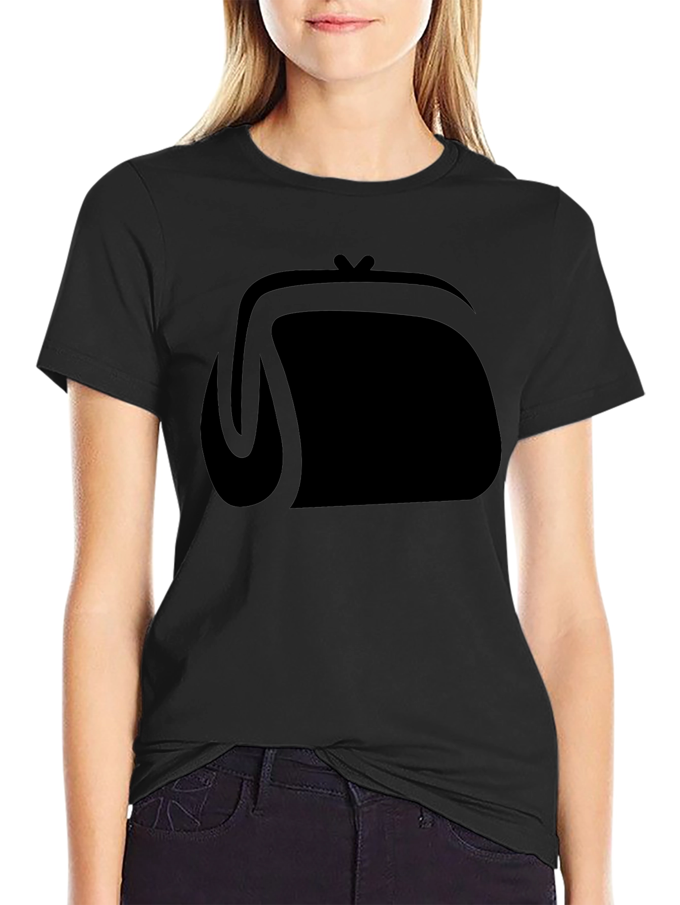 Black Graphic Tee - Coin Purse Design