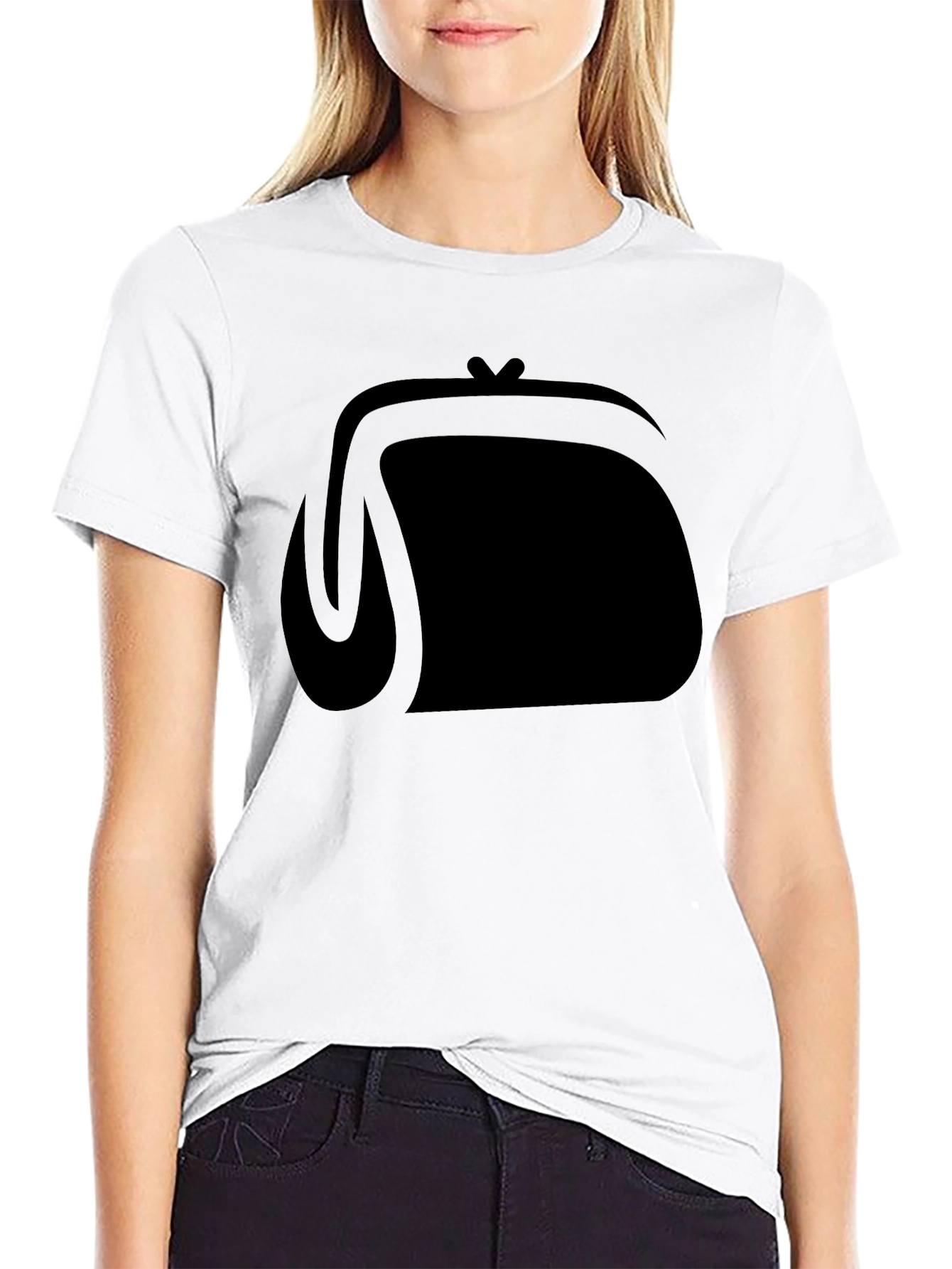 Black Graphic Tee - Coin Purse Design