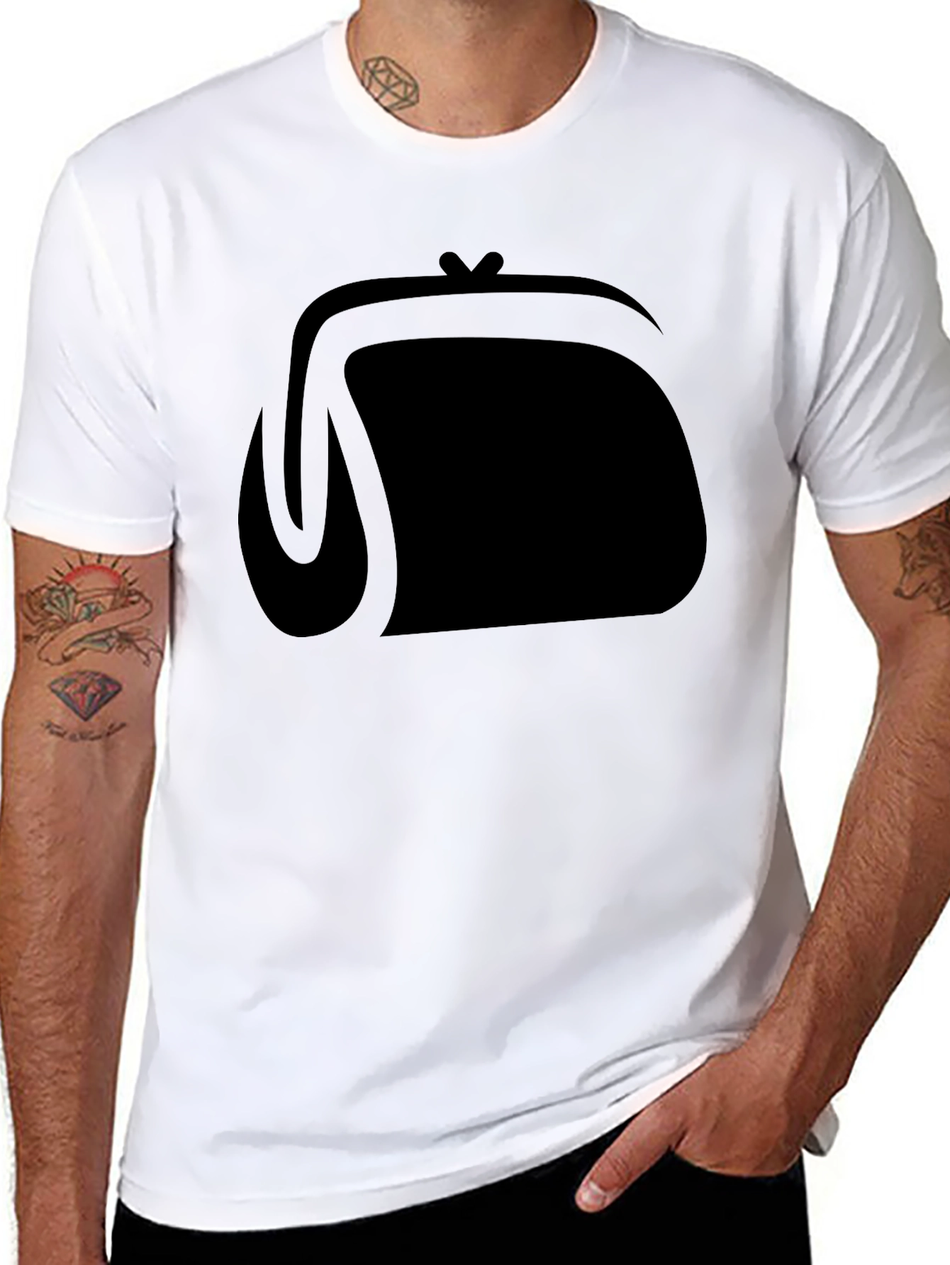 Black Graphic Tee - Coin Purse Design