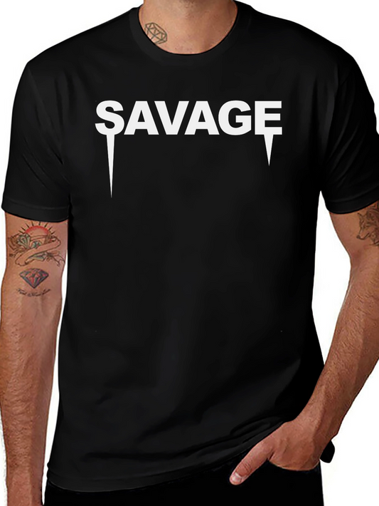 Savage Graphic Tee - Stylish Mens Black T-Shirt