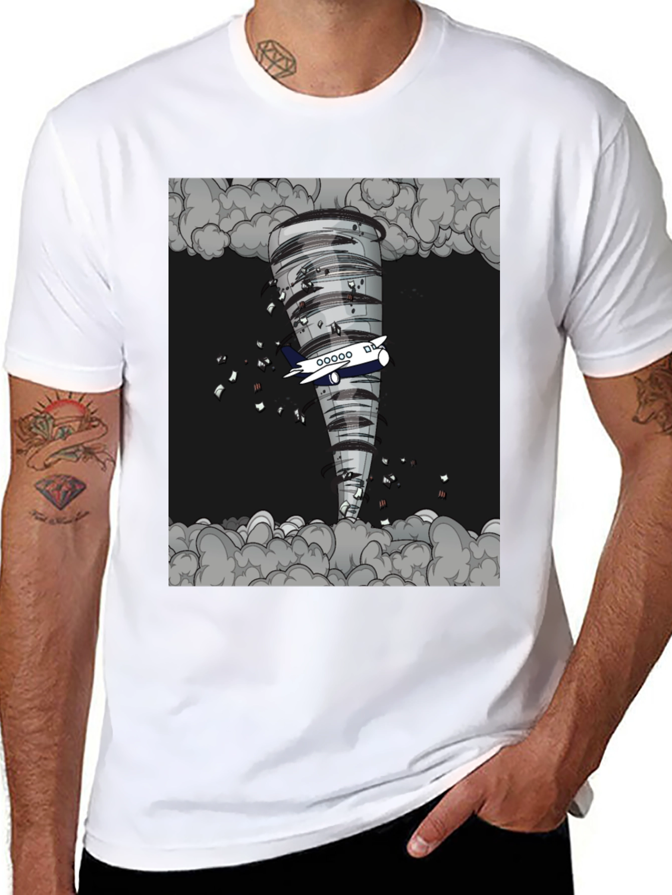 Tornado Plane Graphic Tee - Unique Design