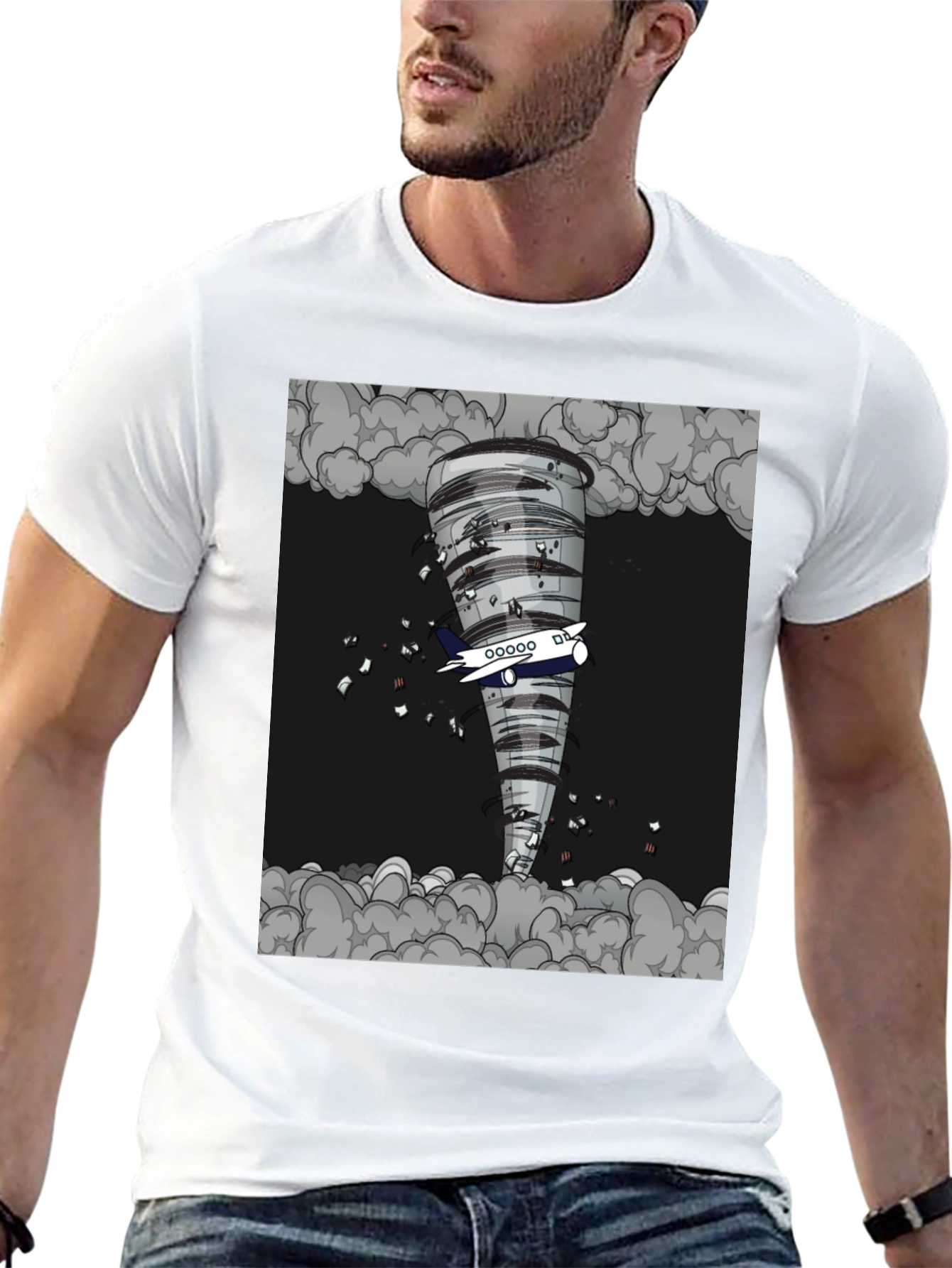 Tornado Plane Graphic Tee - Unique Design