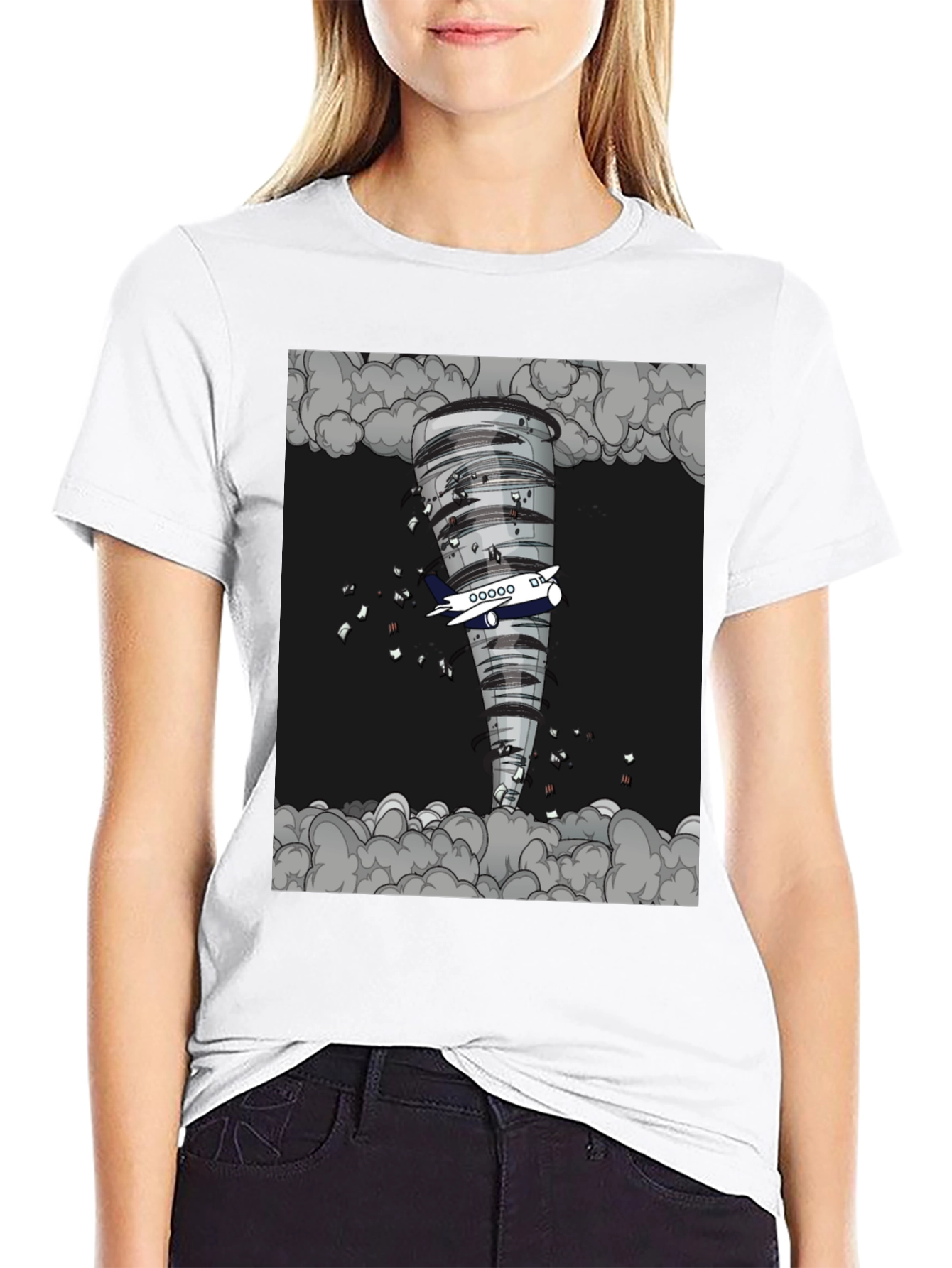 Tornado Plane Graphic Tee - Unique Design