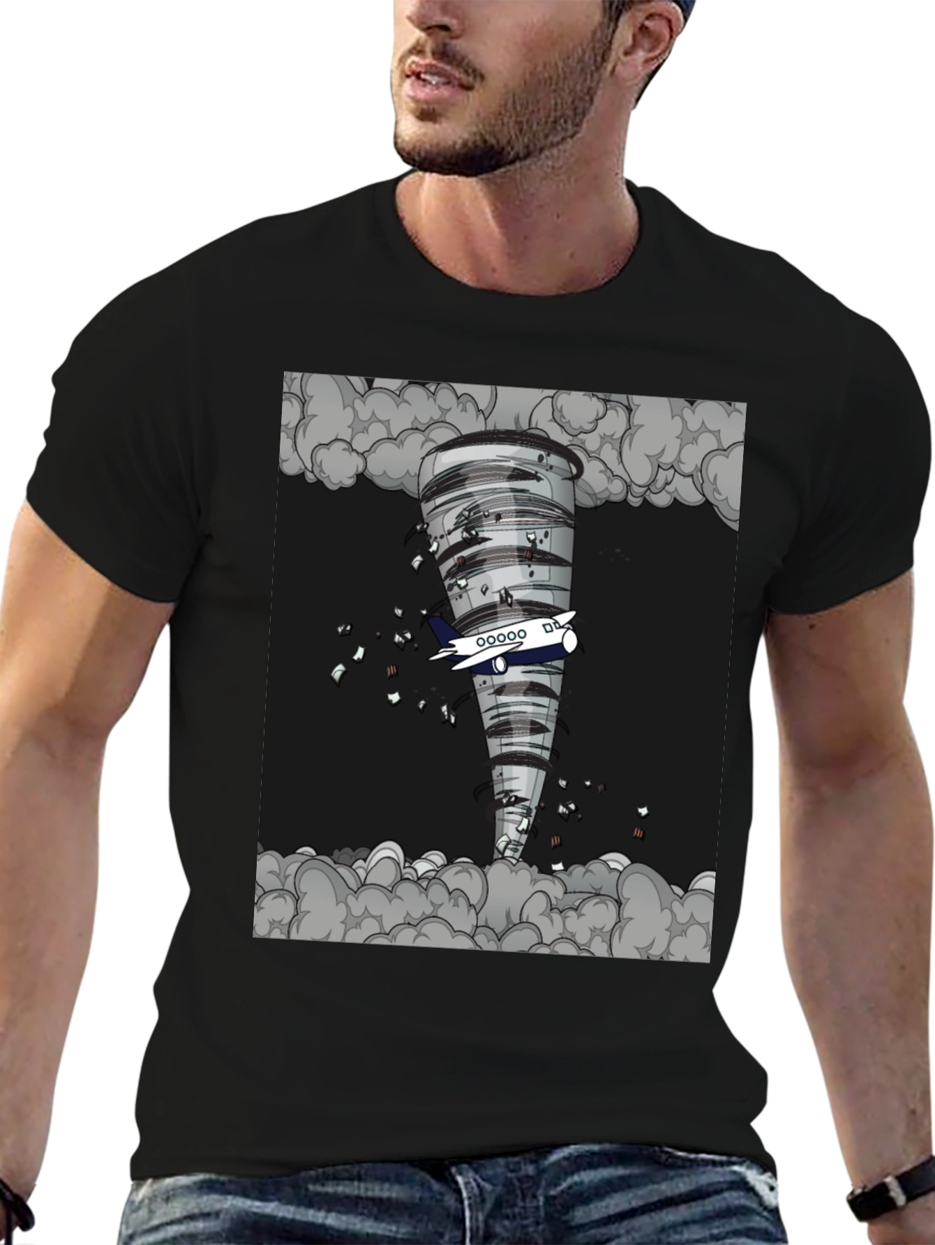 Tornado Plane Graphic Tee - Unique Design