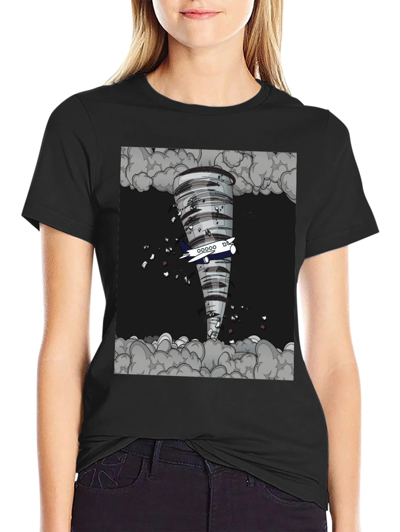 Tornado Plane Graphic Tee - Unique Design