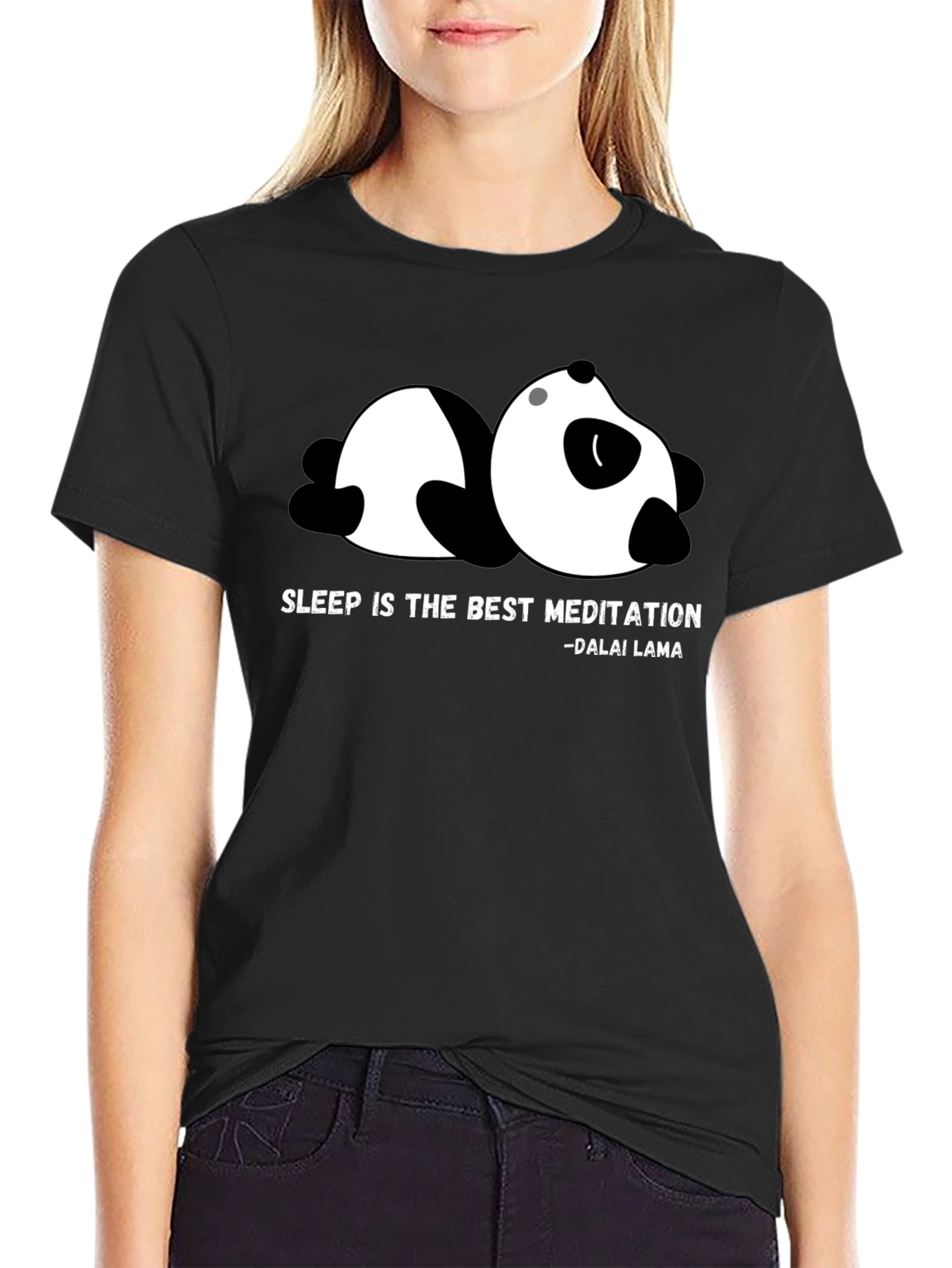 Sleepy Panda T-Shirt - Dalai Lama Quote