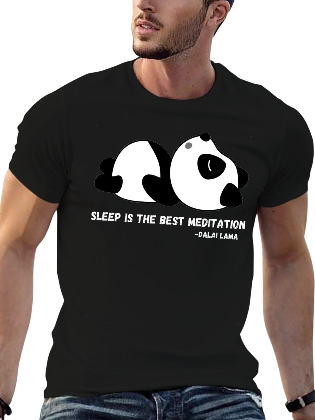 Sleepy Panda T-Shirt - Dalai Lama Quote