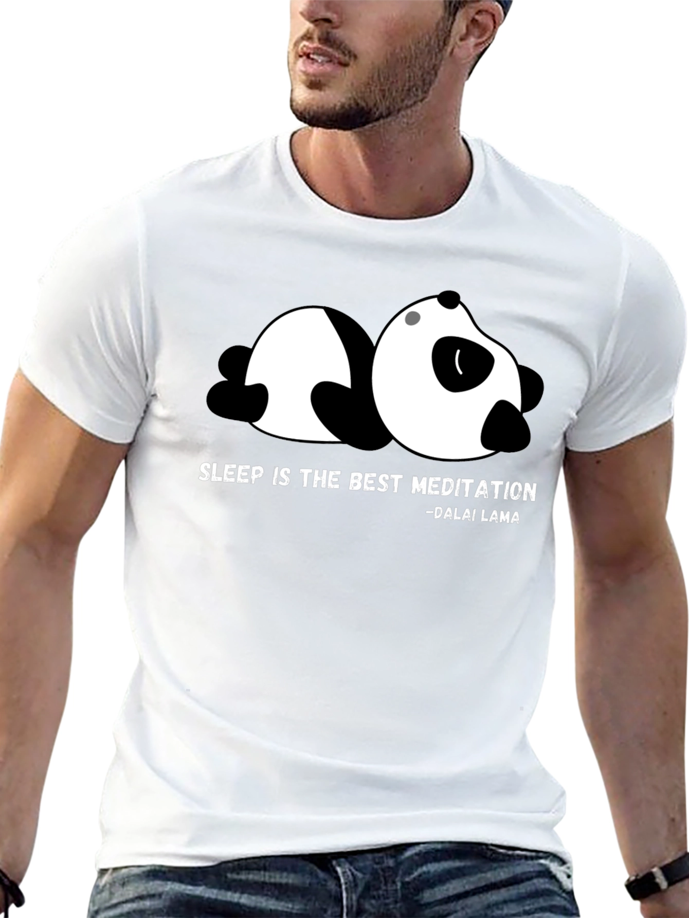 Sleepy Panda T-Shirt - Dalai Lama Quote