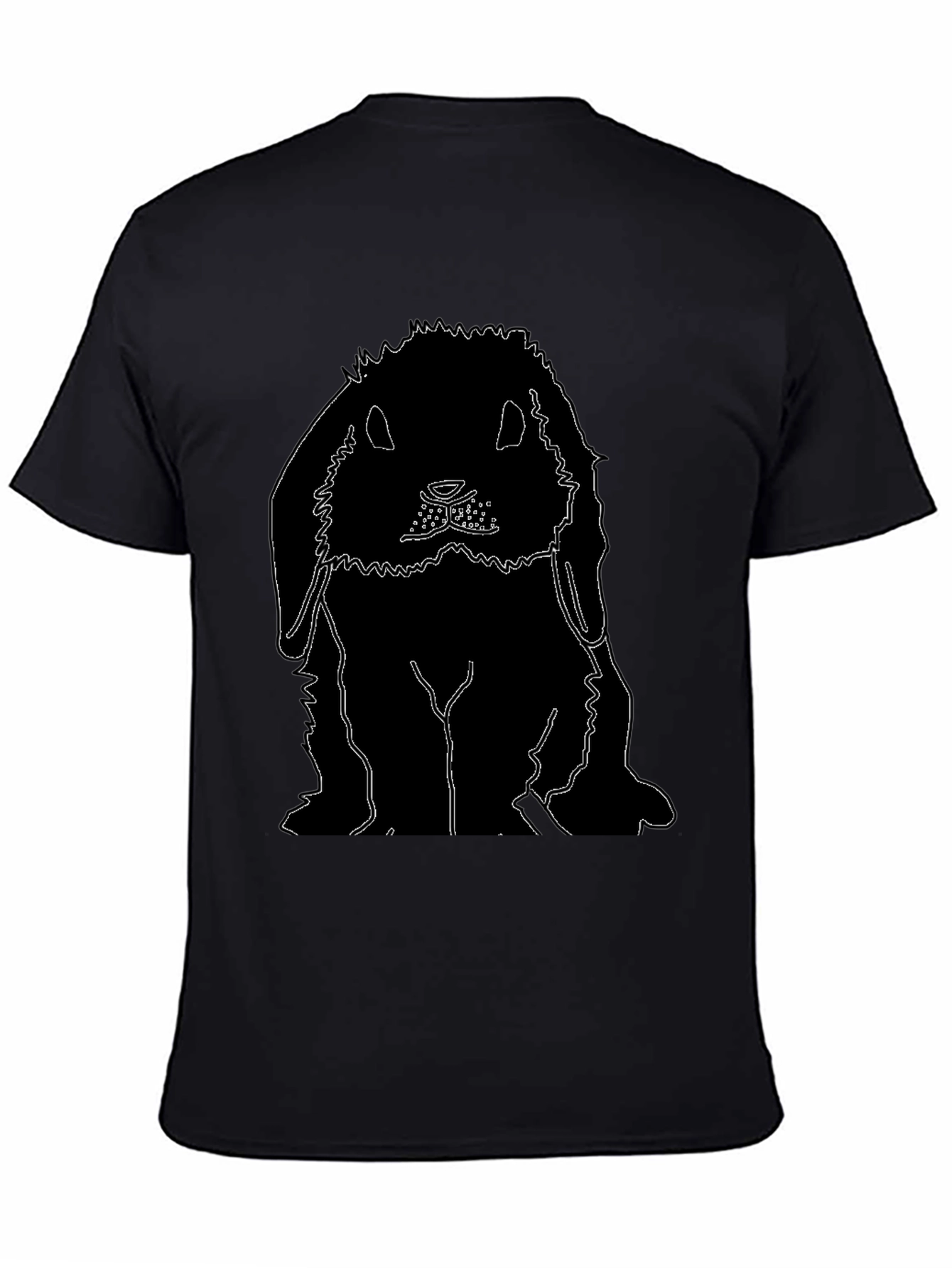 Rabbit Outline Black T-Shirt