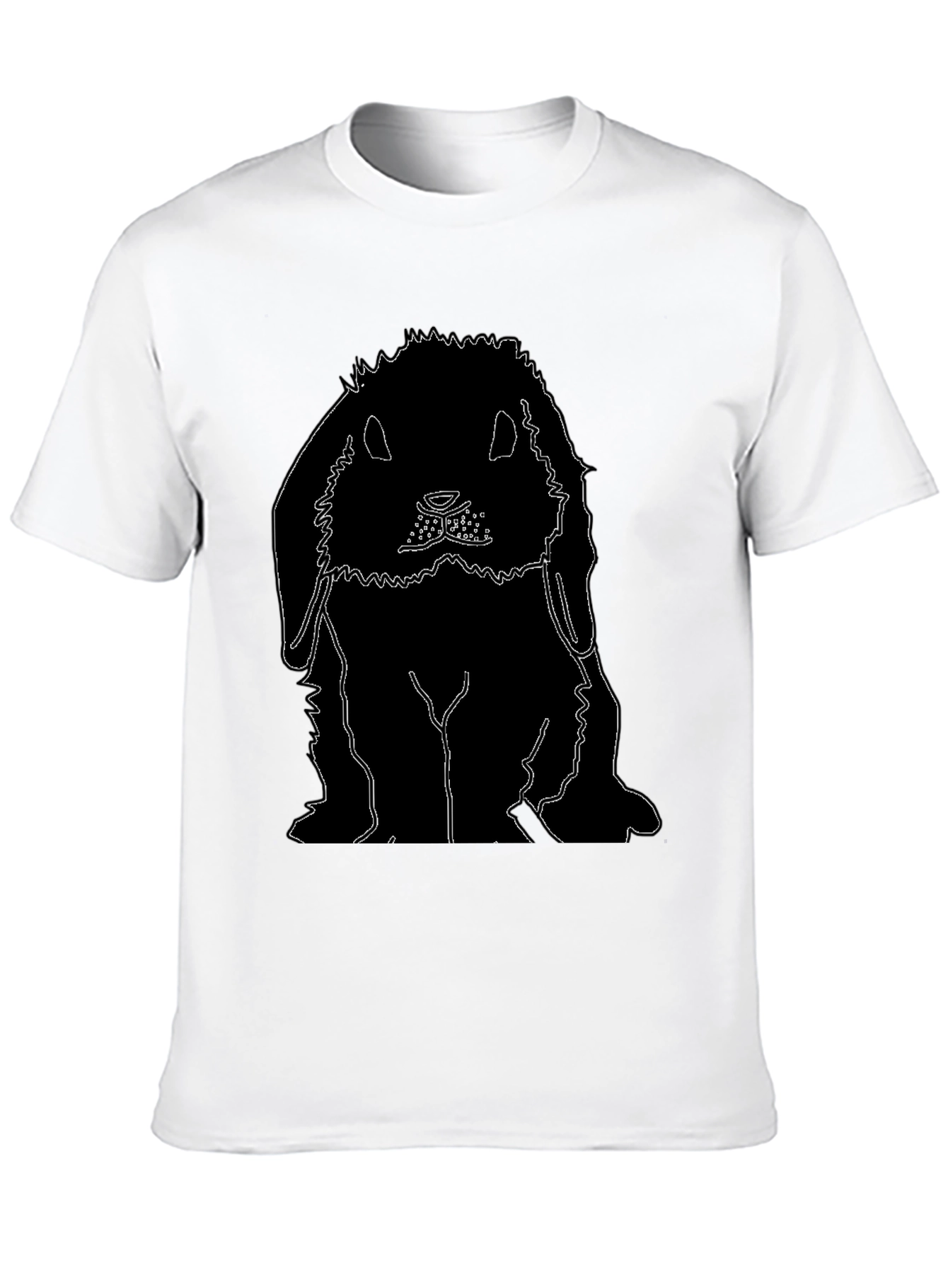 Rabbit Outline Black T-Shirt