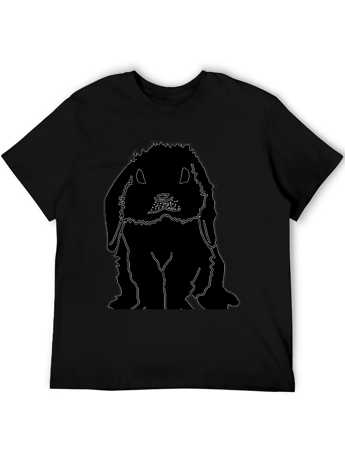 Rabbit Outline Black T-Shirt