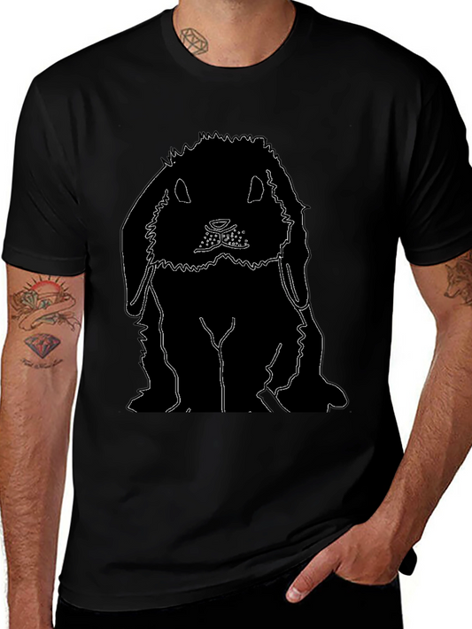 Rabbit Outline Black T-Shirt