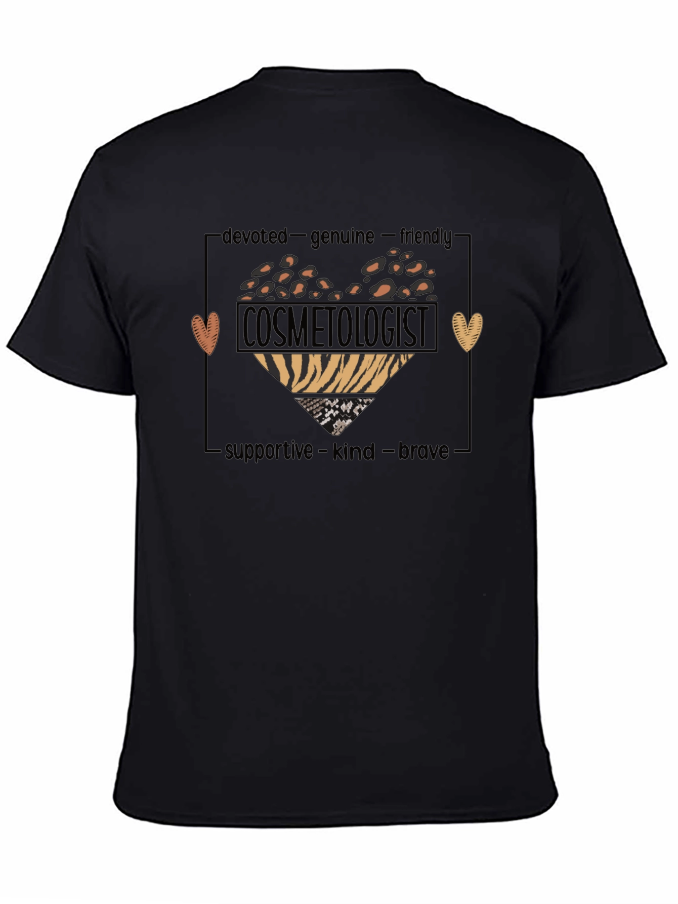 Cosmetologist Heart Graphic T-Shirt - Devoted Genuine & Friendly