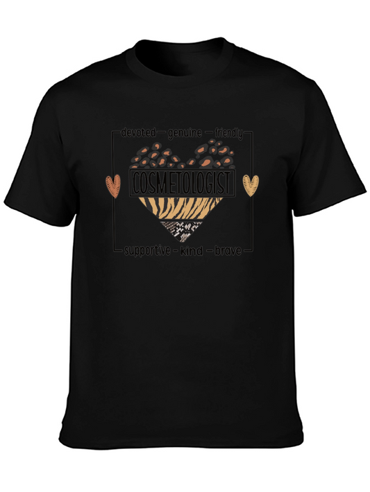 Cosmetologist Heart Graphic T-Shirt - Devoted Genuine & Friendly