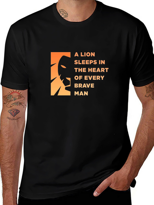 Lion Heart Mens Black Graphic Tee