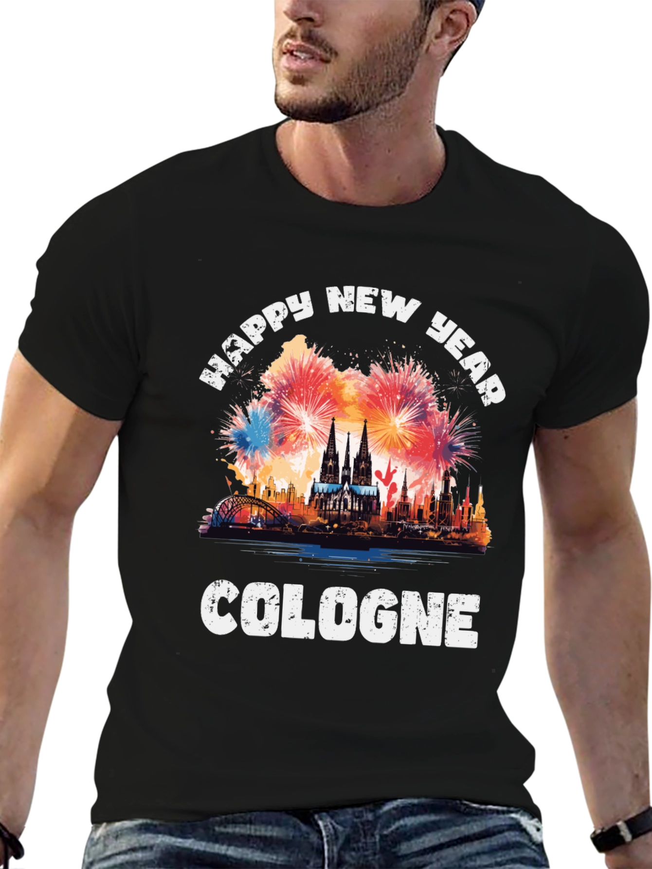 Happy New Year Cologne Black T-Shirt