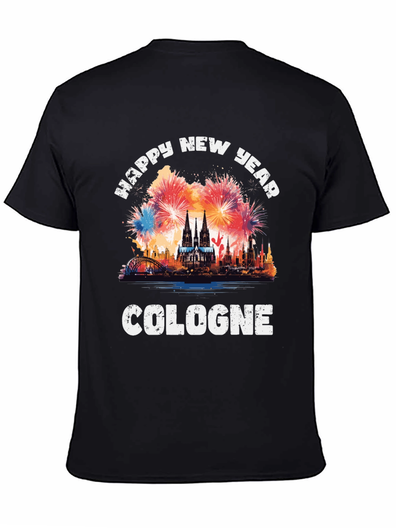 Happy New Year Cologne Black T-Shirt