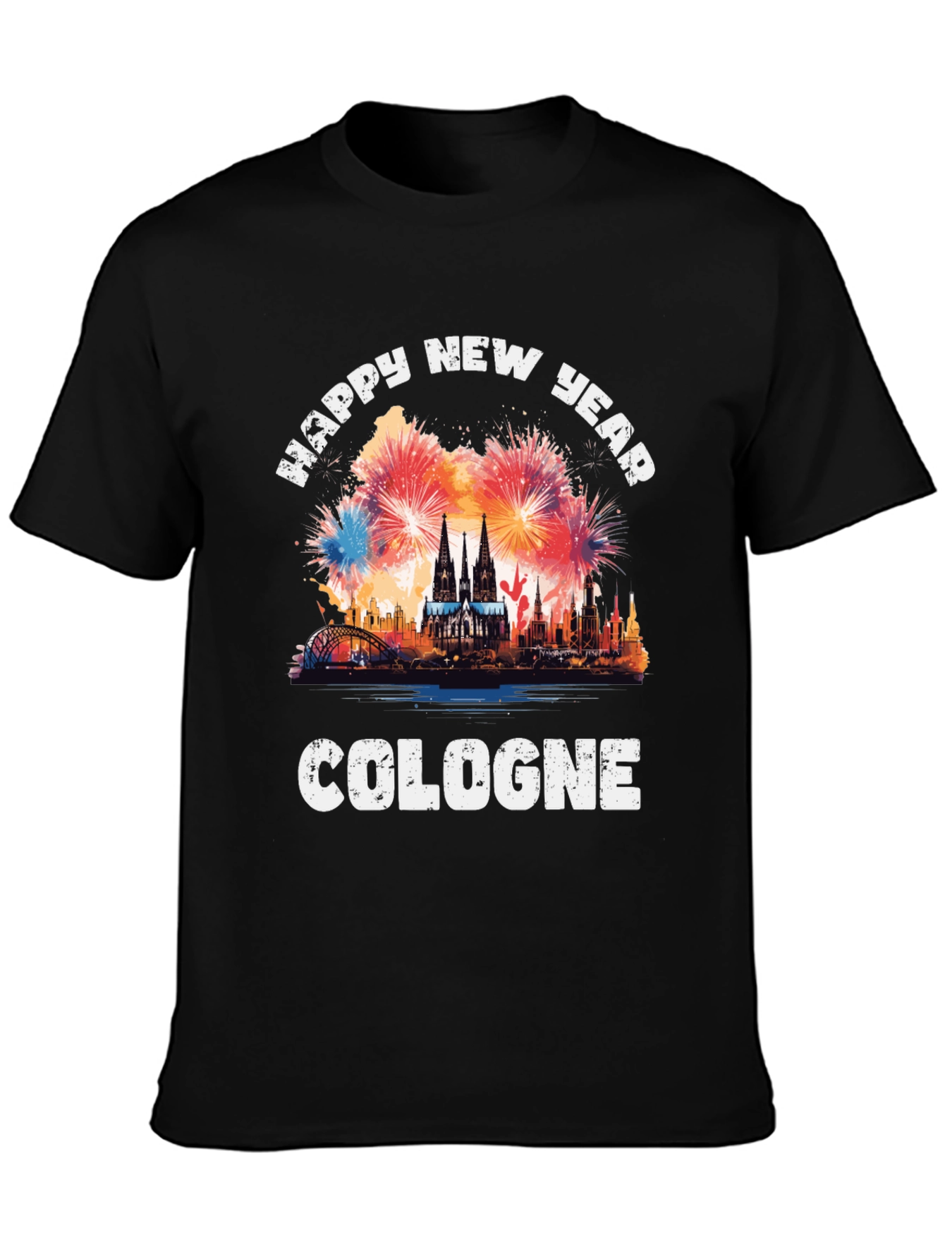 Happy New Year Cologne Black T-Shirt
