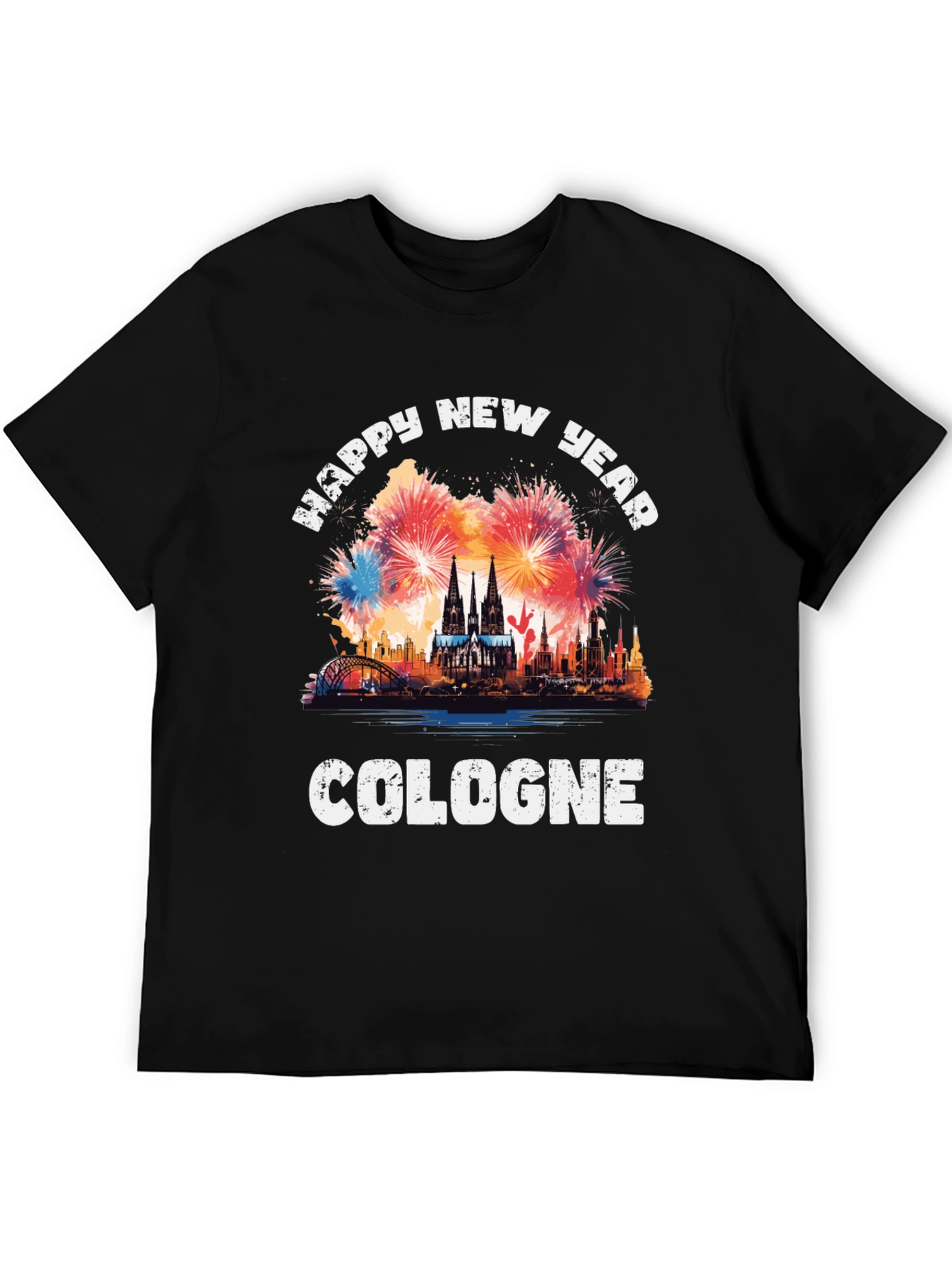 Happy New Year Cologne Black T-Shirt