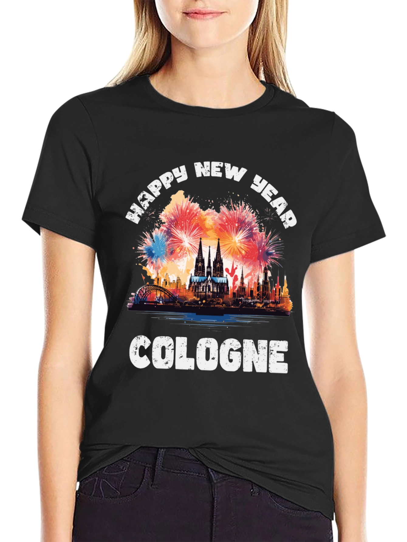Happy New Year Cologne Black T-Shirt