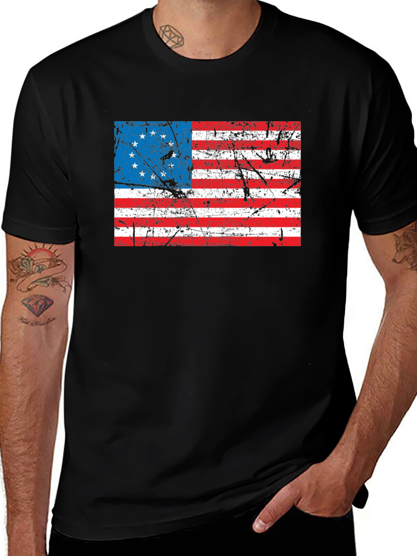 Betsy Ross Flag Graphic Tee - Black