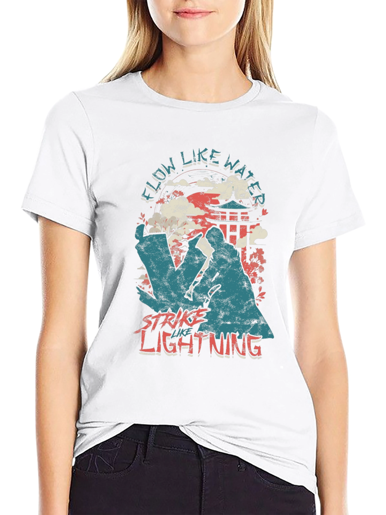 Flow Like Water Strike Like Lightning Black T-Shirt