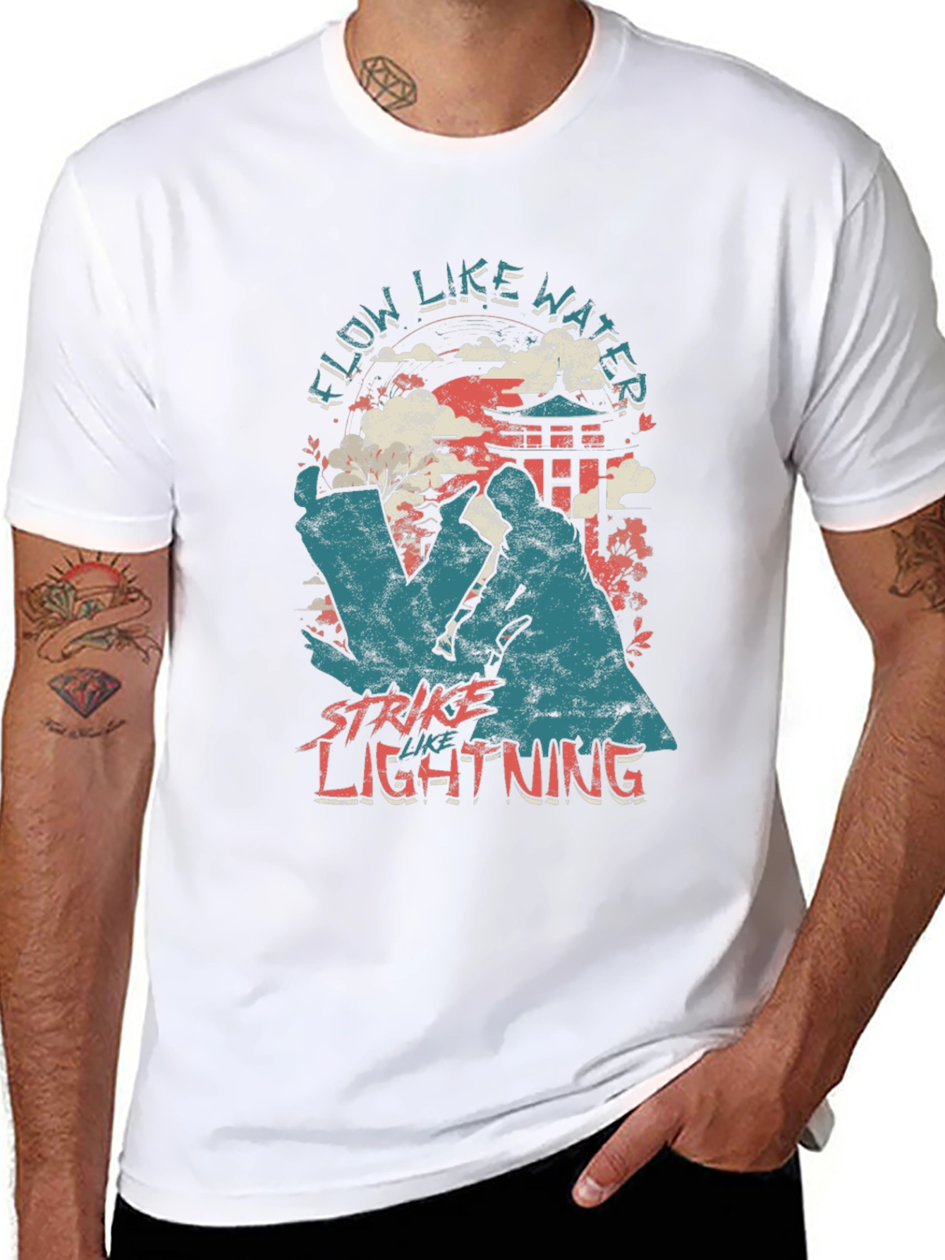 Flow Like Water Strike Like Lightning Black T-Shirt