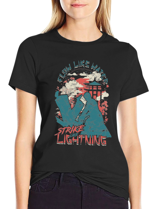Flow Like Water Strike Like Lightning Black T-Shirt