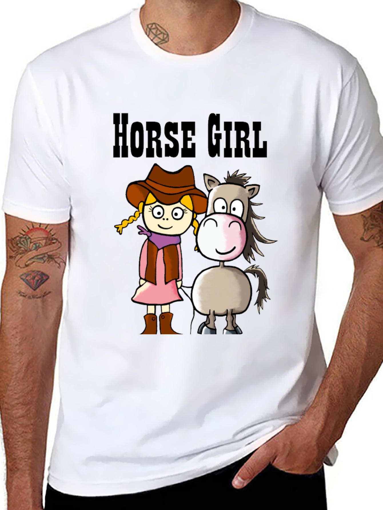 Horse Girl Cartoon T-Shirt - Cute Animal Tee