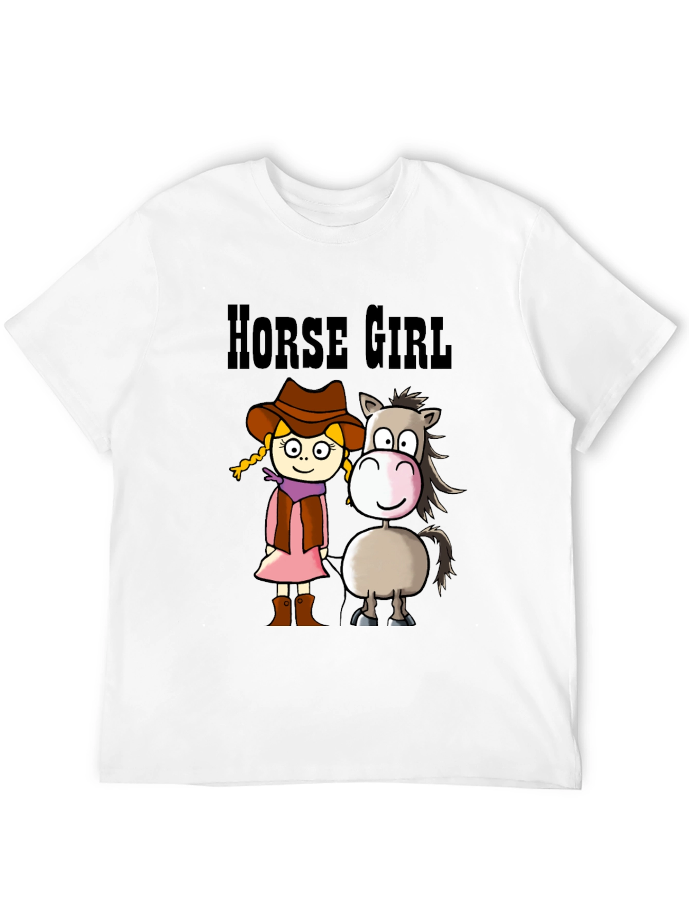 Horse Girl Cartoon T-Shirt - Cute Animal Tee